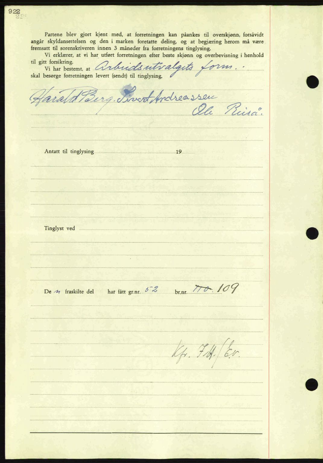 Nordmøre sorenskriveri, SAT/A-4132/1/2/2Ca: Pantebok nr. A83, 1938-1938, Dagboknr: 1405/1938