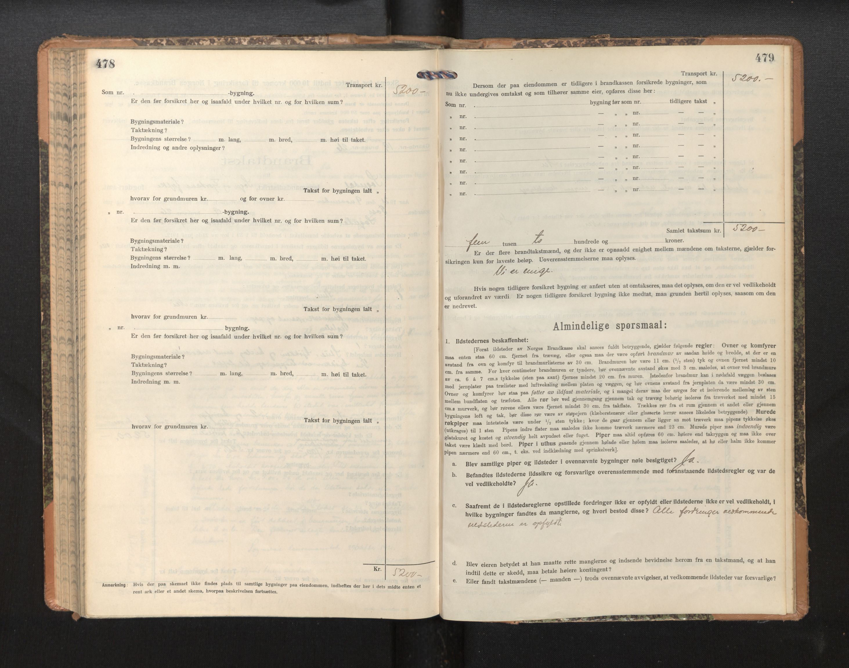Lensmannen i Sogndal, AV/SAB-A-29901/0012/L0011: Branntakstprotokoll, skjematakst, 1914-1922, s. 478-479
