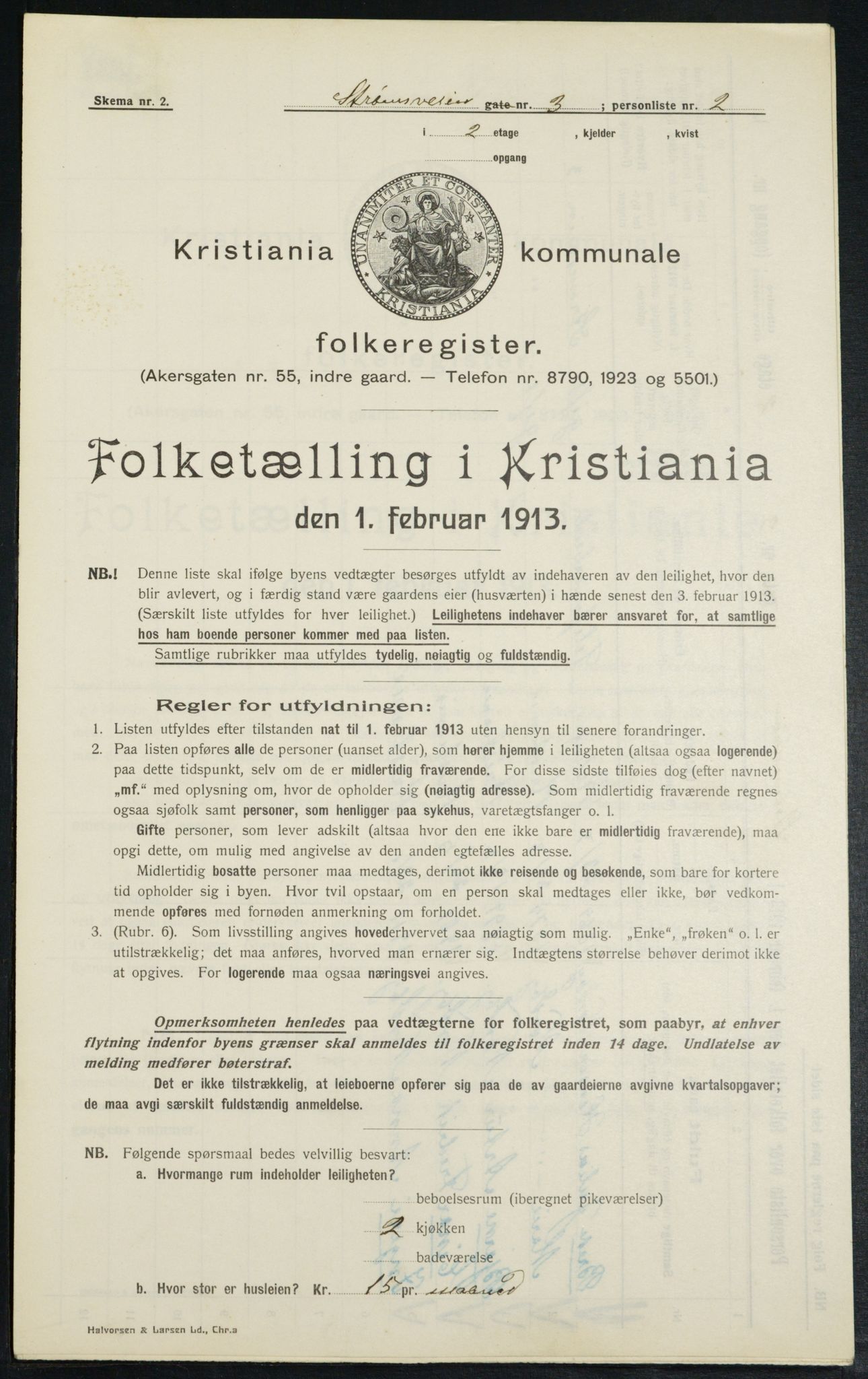 OBA, Kommunal folketelling 1.2.1913 for Kristiania, 1913, s. 104058