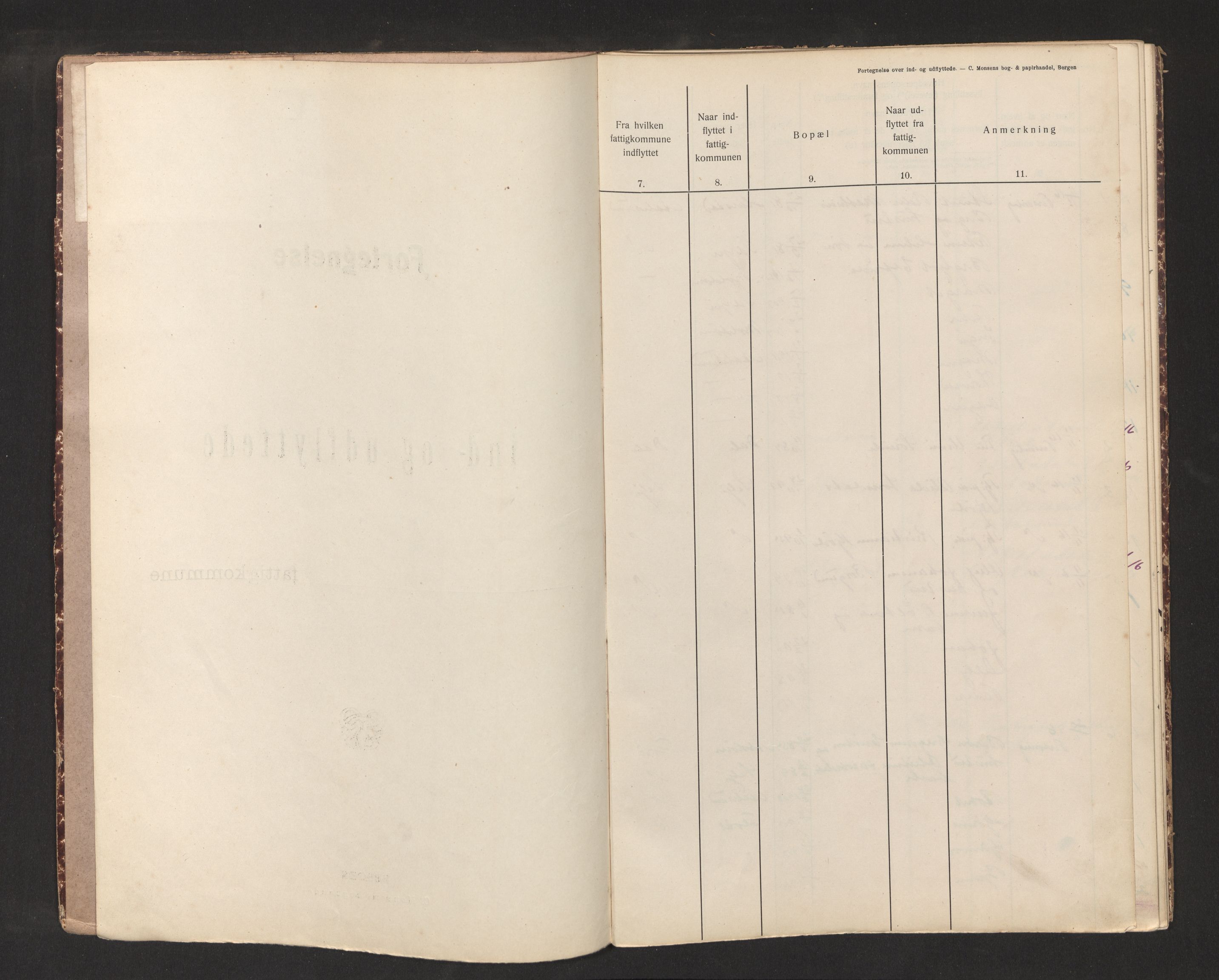 Lensmannen i Selje, SAB/A-29701/0020/L0002: Protokoll over inn- og utflytte, 1916-1925