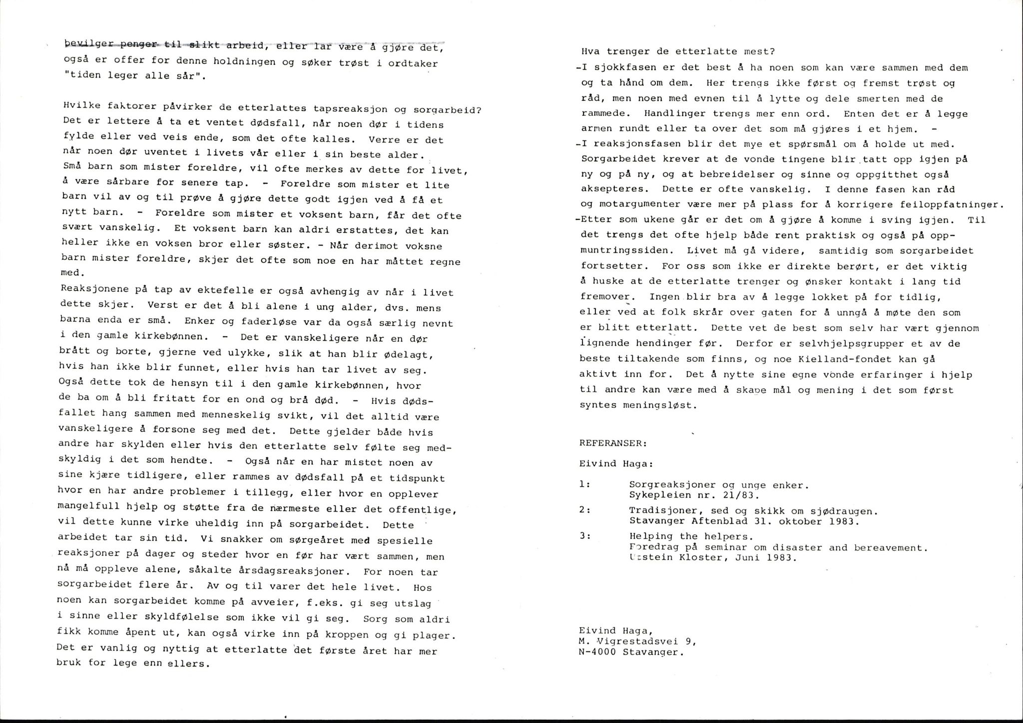 Pa 1660 - Kielland- fondet, AV/SAST-A-102242/X/Xa/L0001: Rapport til overlevende og etterlatte/ Kielland Bulletin, 1980-1998