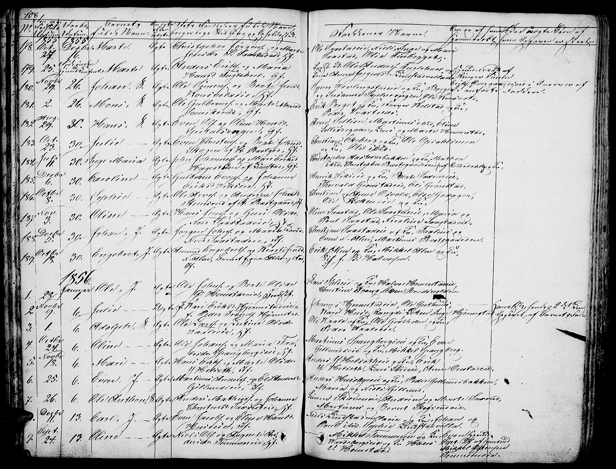 Stange prestekontor, AV/SAH-PREST-002/L/L0003: Klokkerbok nr. 3, 1840-1864, s. 108