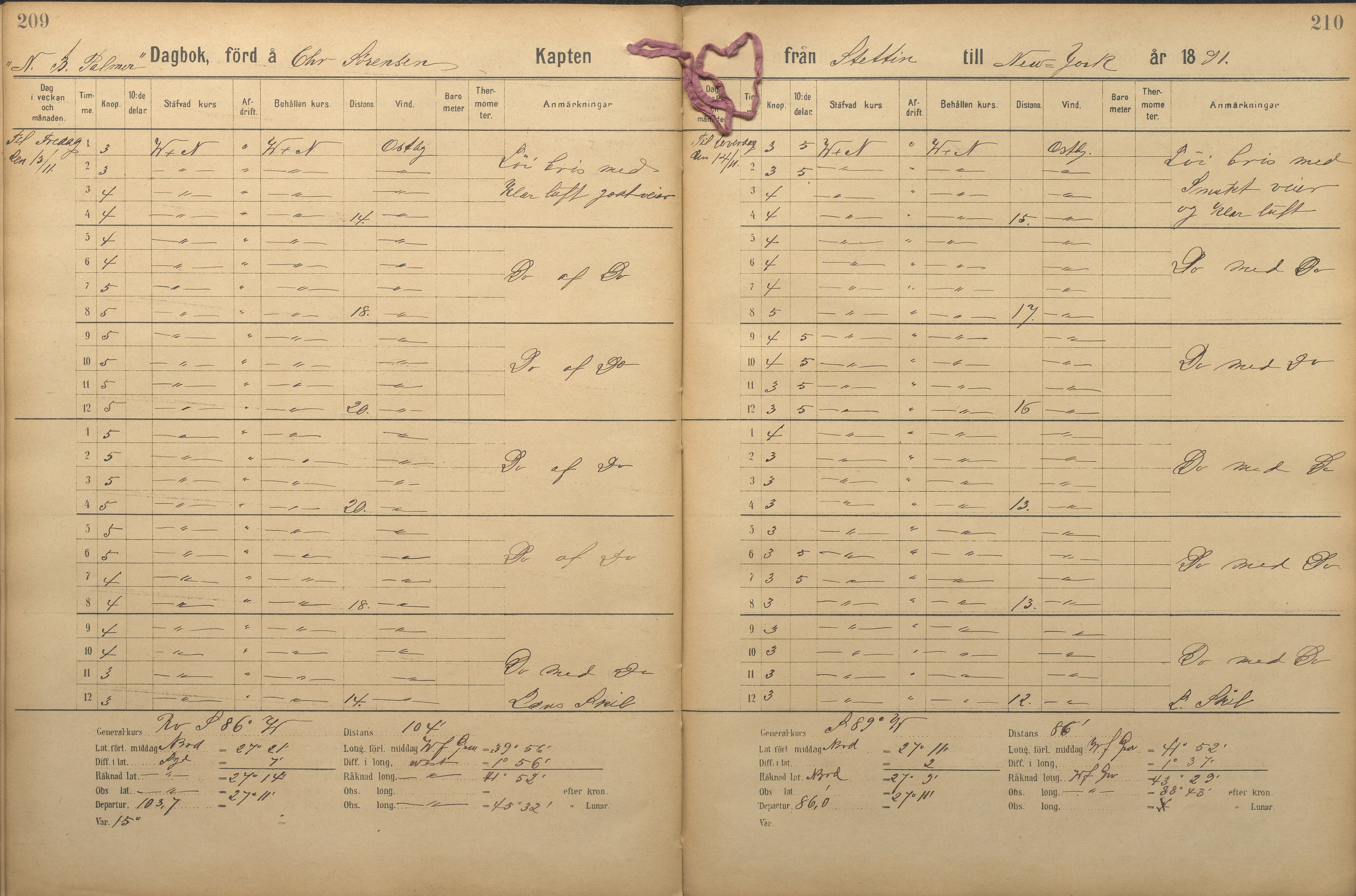 Fartøysarkivet, AAKS/PA-1934/F/L0227: N.B. Palmer (fregatt), 1850-1892, s. 209-210
