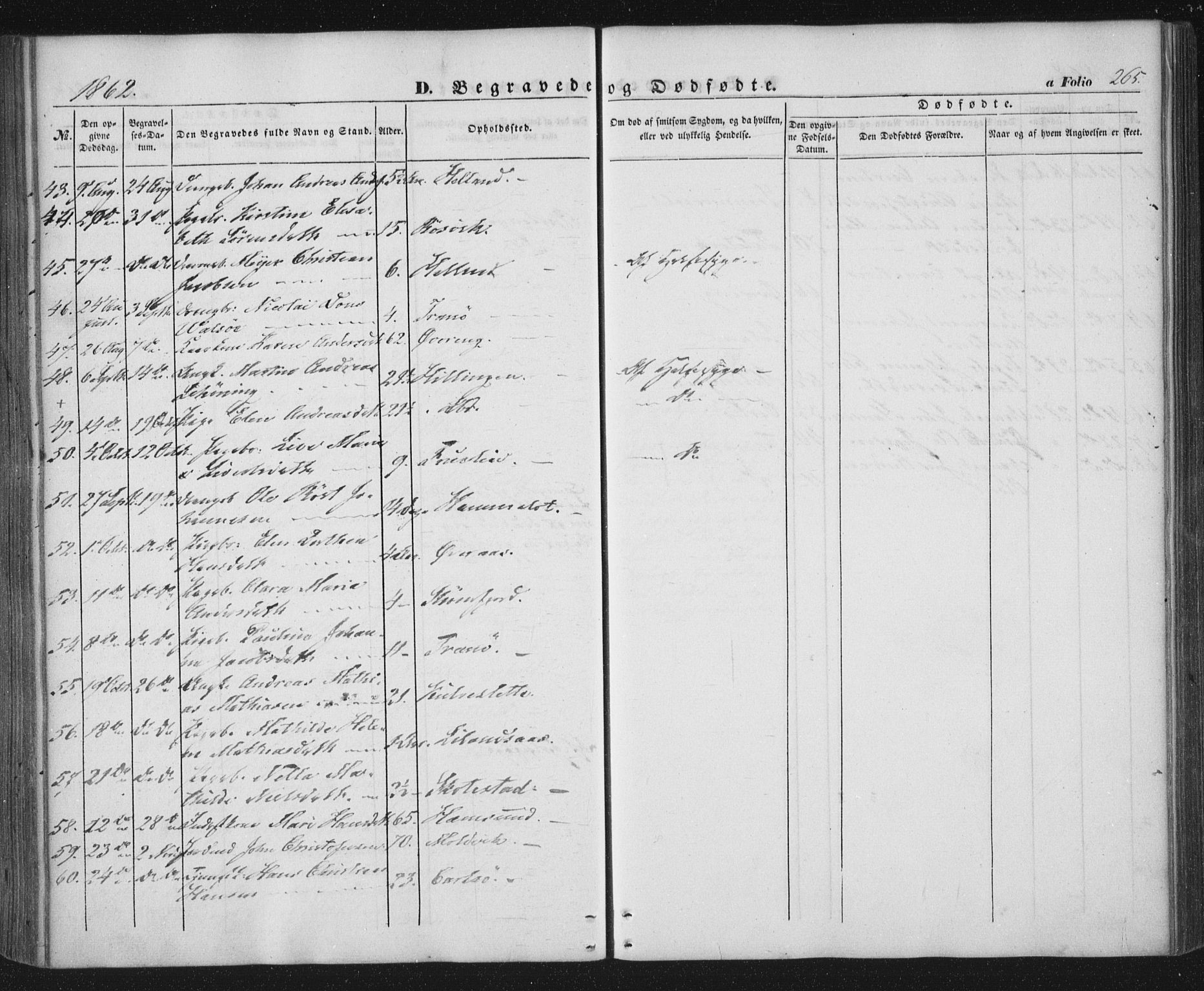 Ministerialprotokoller, klokkerbøker og fødselsregistre - Nordland, AV/SAT-A-1459/859/L0844: Ministerialbok nr. 859A04, 1849-1862, s. 265