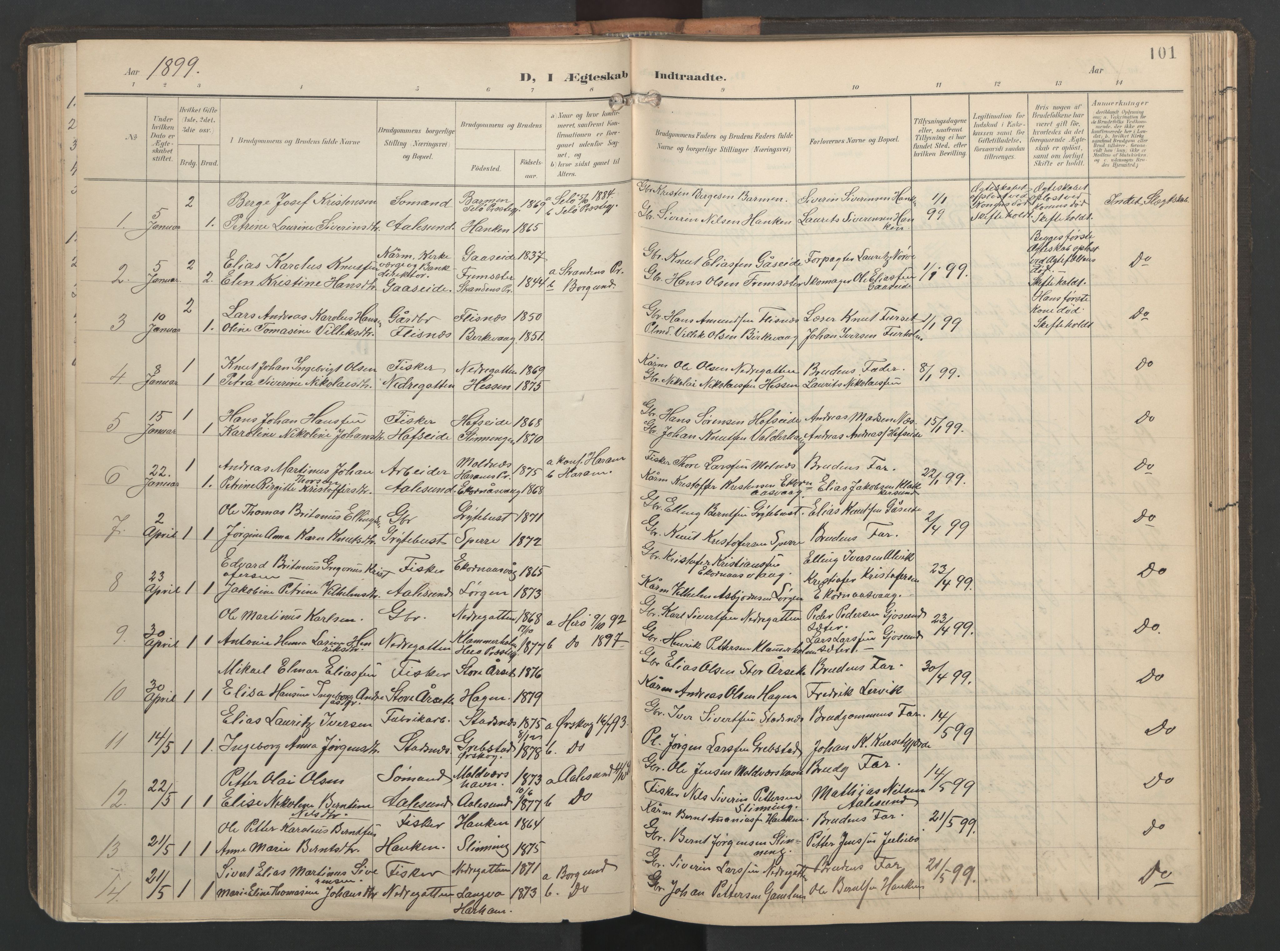 Ministerialprotokoller, klokkerbøker og fødselsregistre - Møre og Romsdal, SAT/A-1454/528/L0433: Klokkerbok nr. 528C14, 1899-1922, s. 101