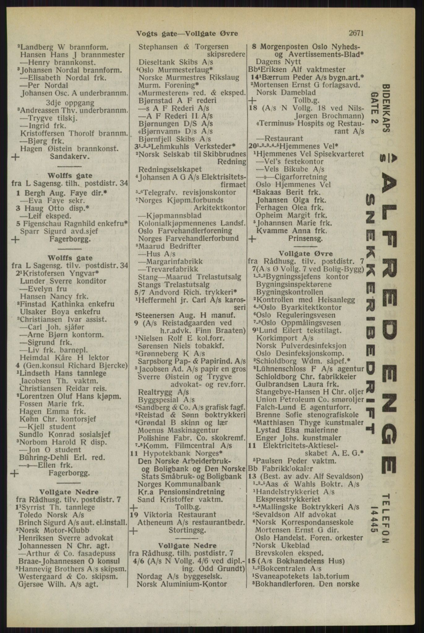 Kristiania/Oslo adressebok, PUBL/-, 1944, s. 2671