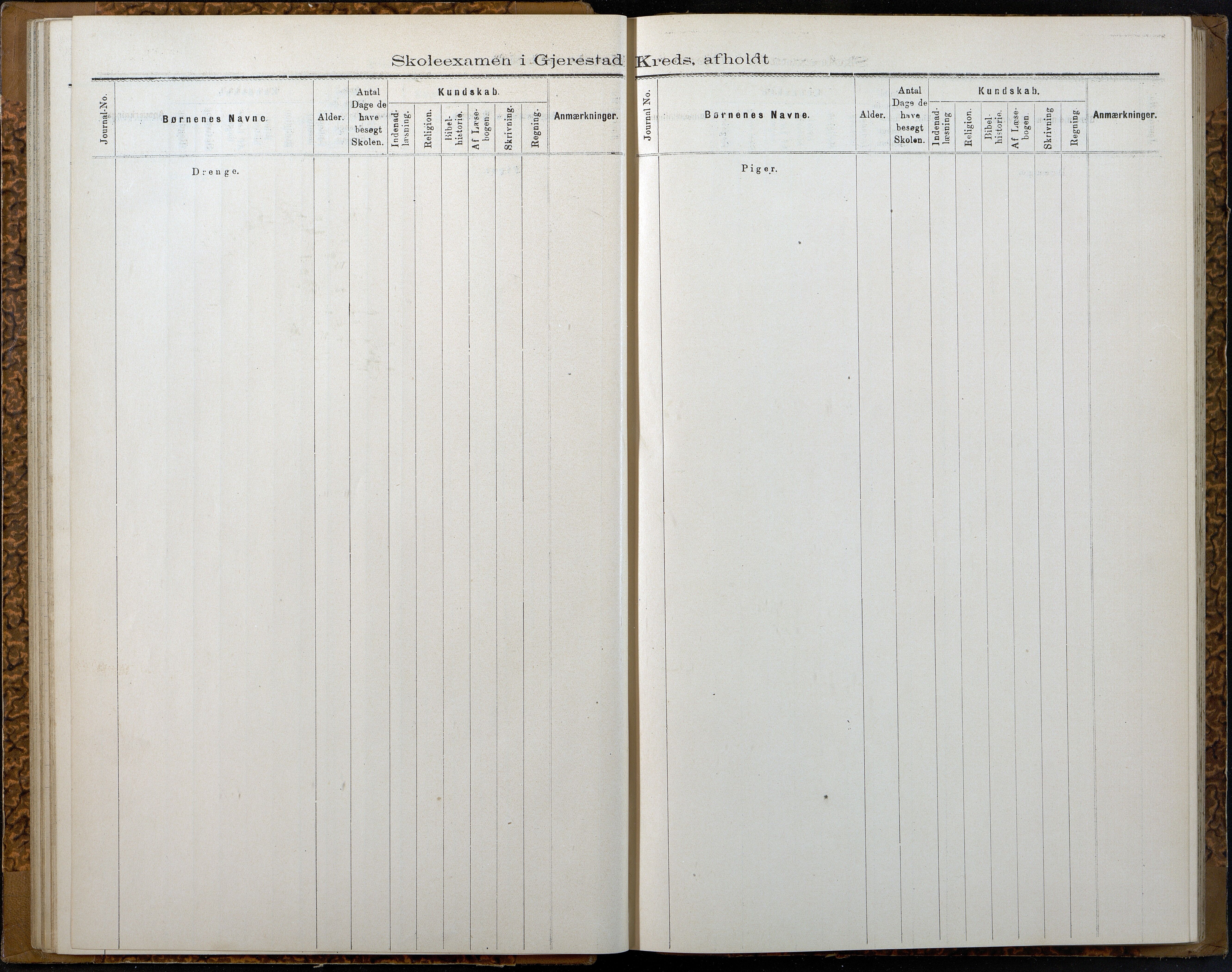 Gjerstad Kommune, Gjerstad Skole, AAKS/KA0911-550a/F02/L0007: Eksamensprotokoll Gjerstad hovedsogn, 1889-1892