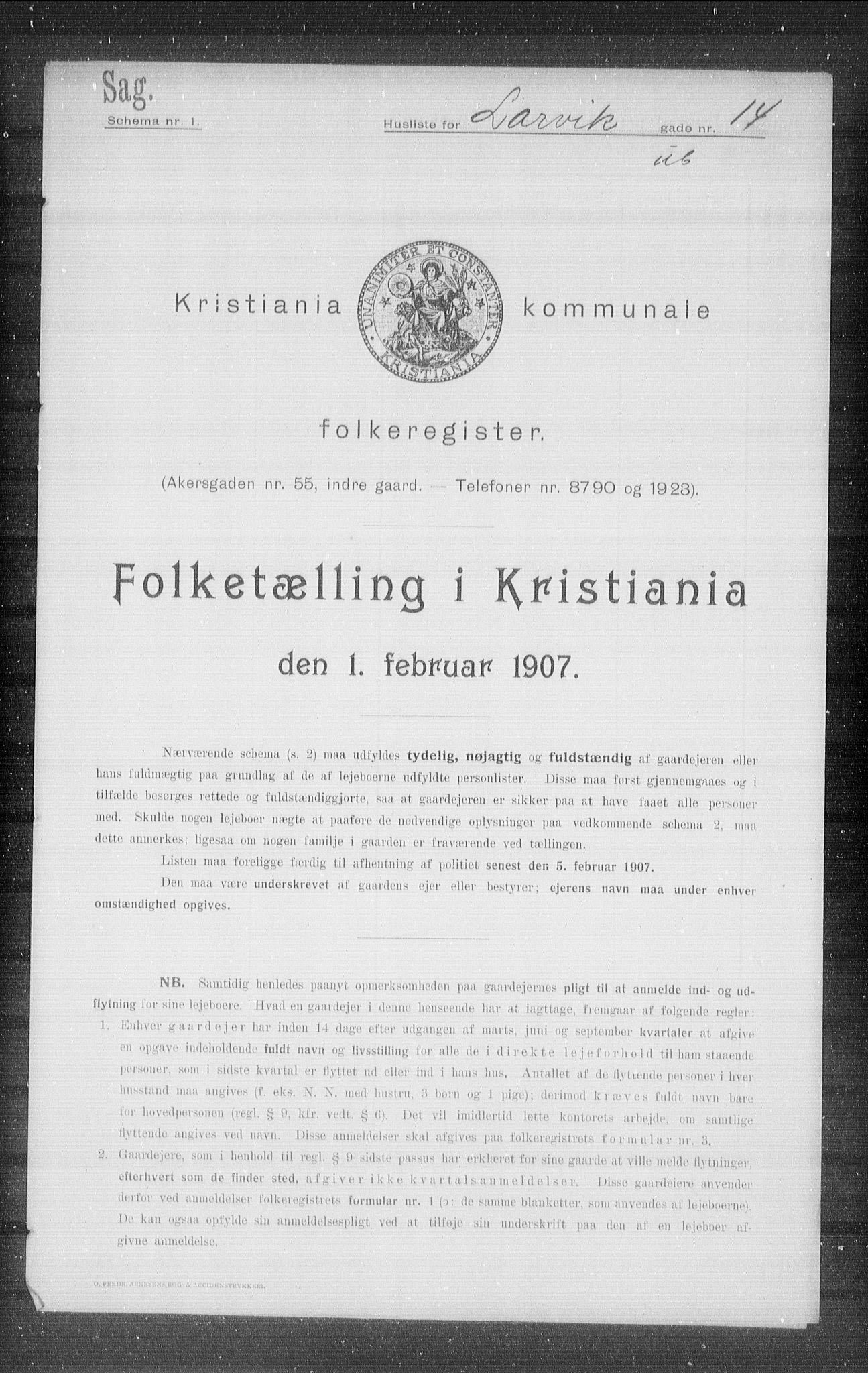OBA, Kommunal folketelling 1.2.1907 for Kristiania kjøpstad, 1907, s. 29207