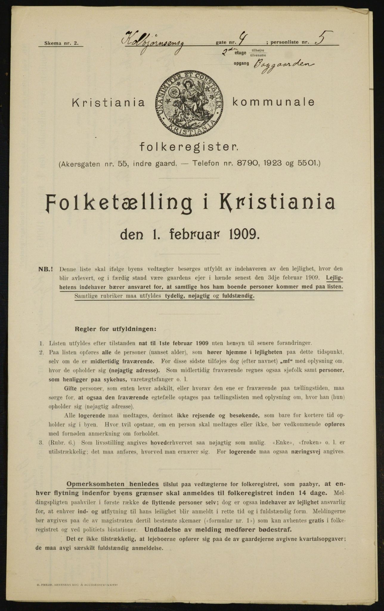 OBA, Kommunal folketelling 1.2.1909 for Kristiania kjøpstad, 1909, s. 11678