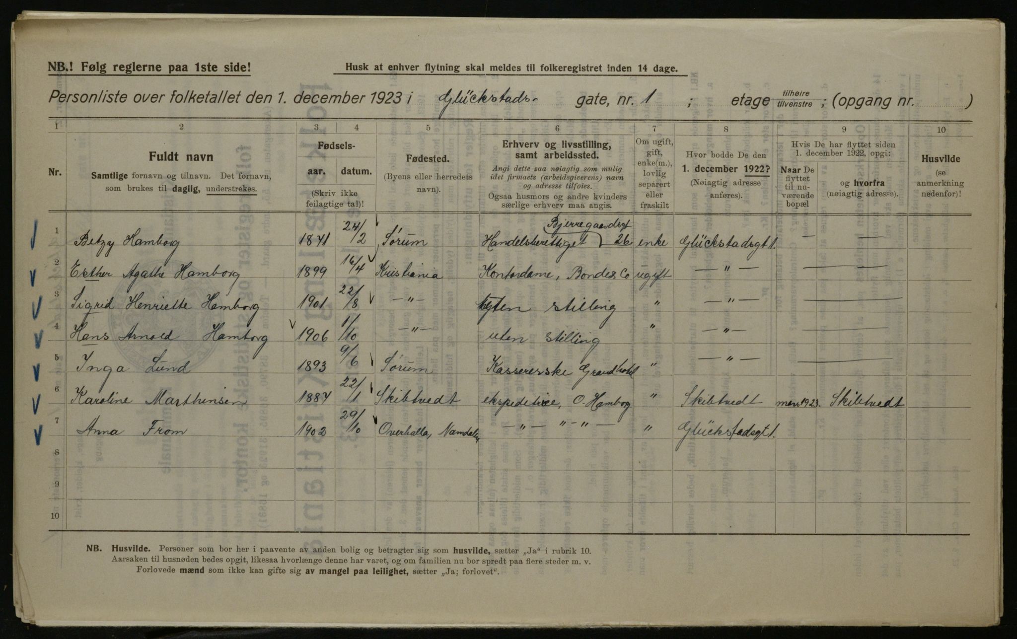 OBA, Kommunal folketelling 1.12.1923 for Kristiania, 1923, s. 33258