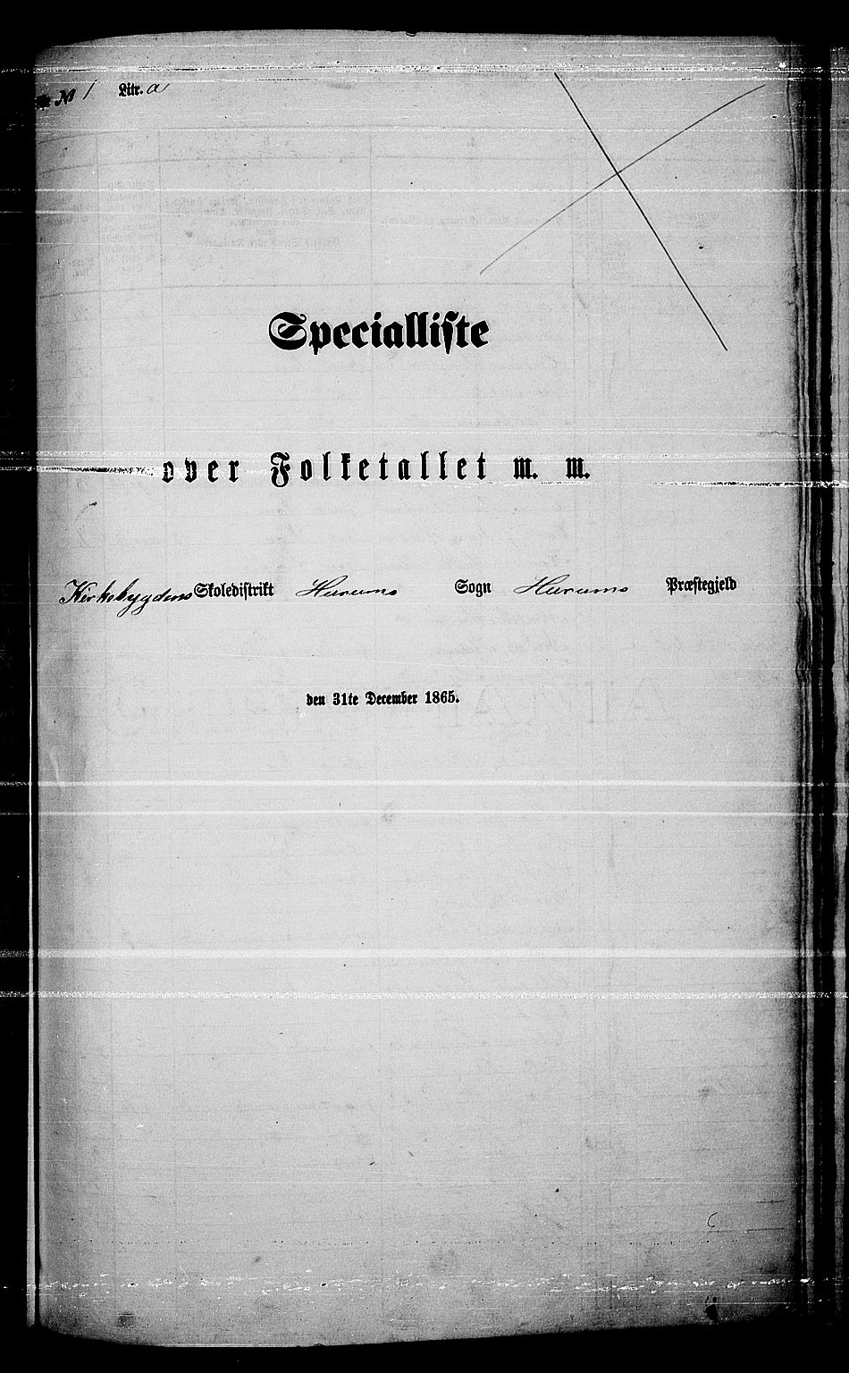 RA, Folketelling 1865 for 0628P Hurum prestegjeld, 1865, s. 5