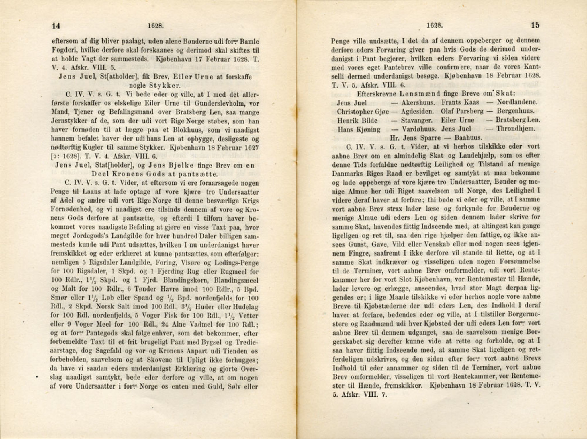 Publikasjoner utgitt av Det Norske Historiske Kildeskriftfond, PUBL/-/-/-: Norske Rigs-Registranter, bind 6, 1628-1634, s. 14-15