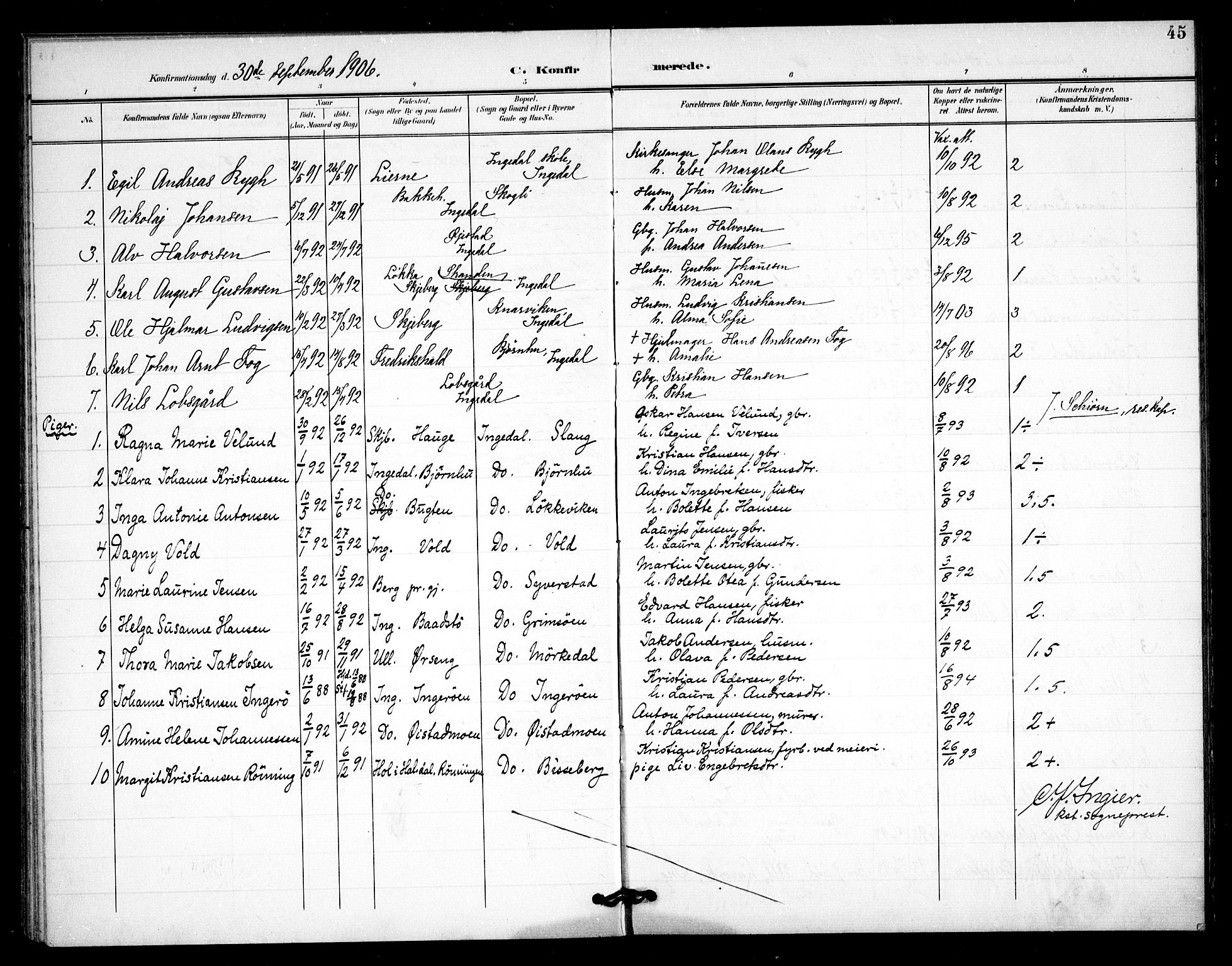 Skjeberg prestekontor Kirkebøker, AV/SAO-A-10923/F/Fc/L0002: Ministerialbok nr. III 2, 1898-1915, s. 45