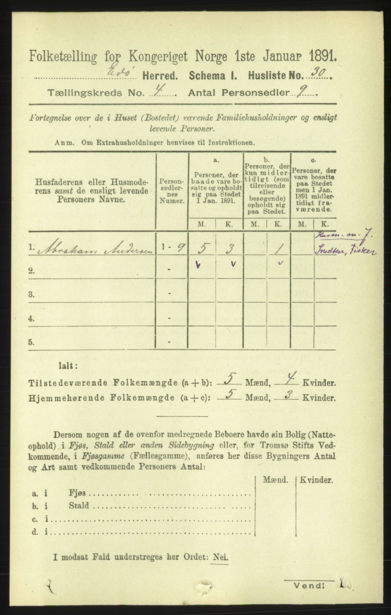 RA, Folketelling 1891 for 1573 Edøy herred, 1891, s. 947