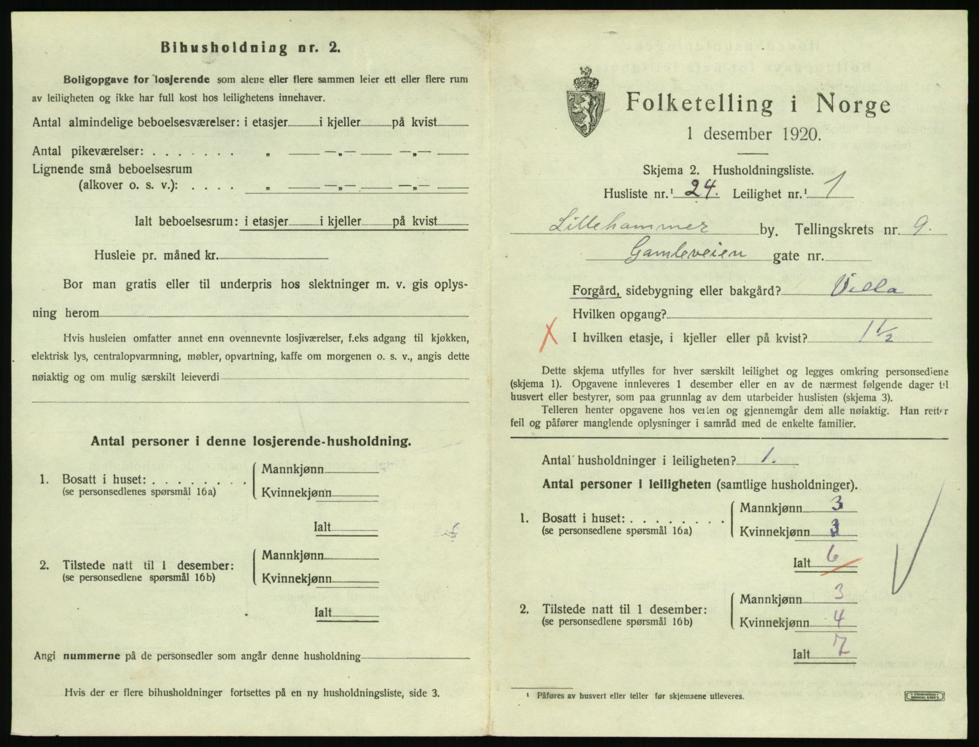 SAH, Folketelling 1920 for 0501 Lillehammer kjøpstad, 1920, s. 3118