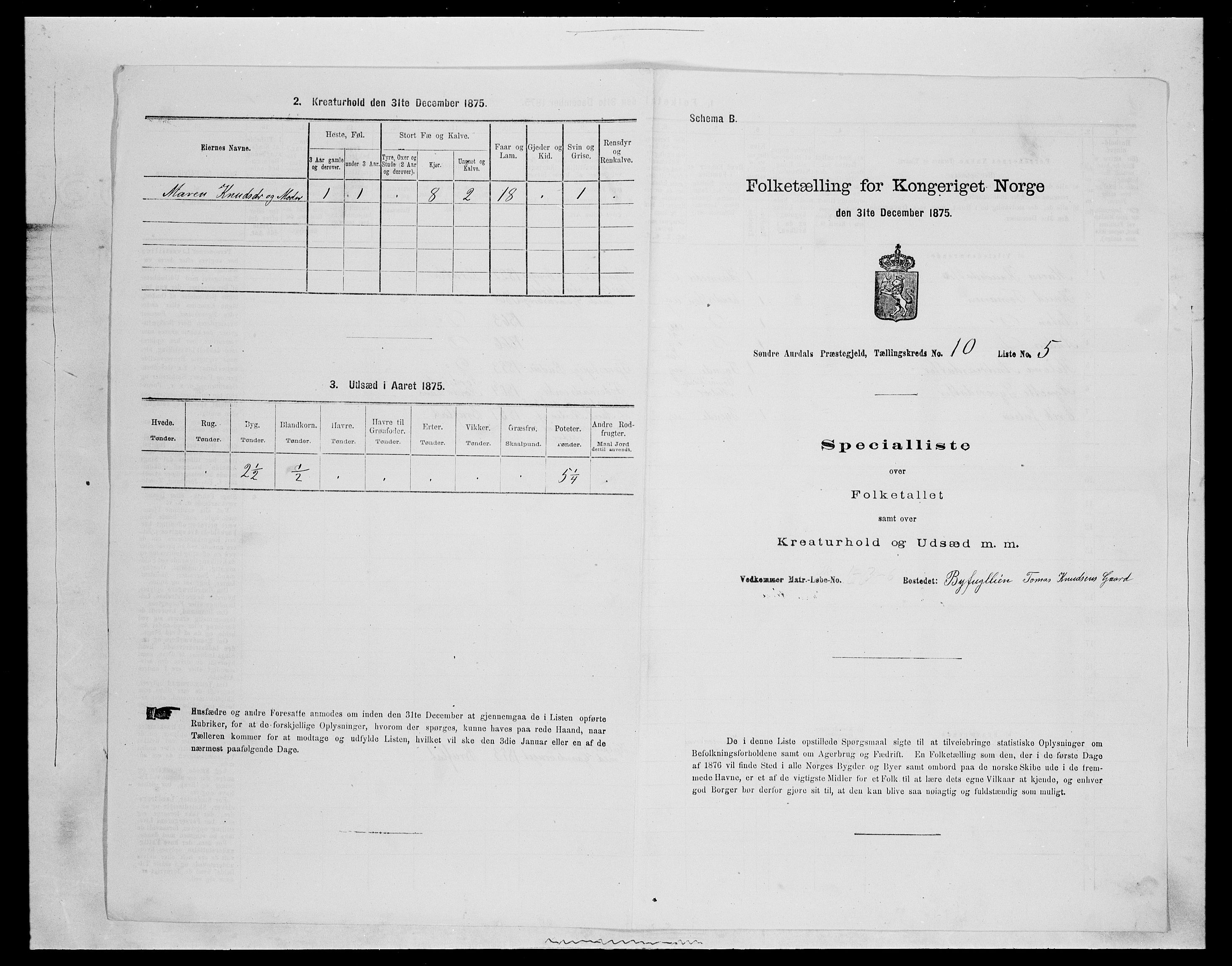 SAH, Folketelling 1875 for 0540P Sør-Aurdal prestegjeld, 1875, s. 1680