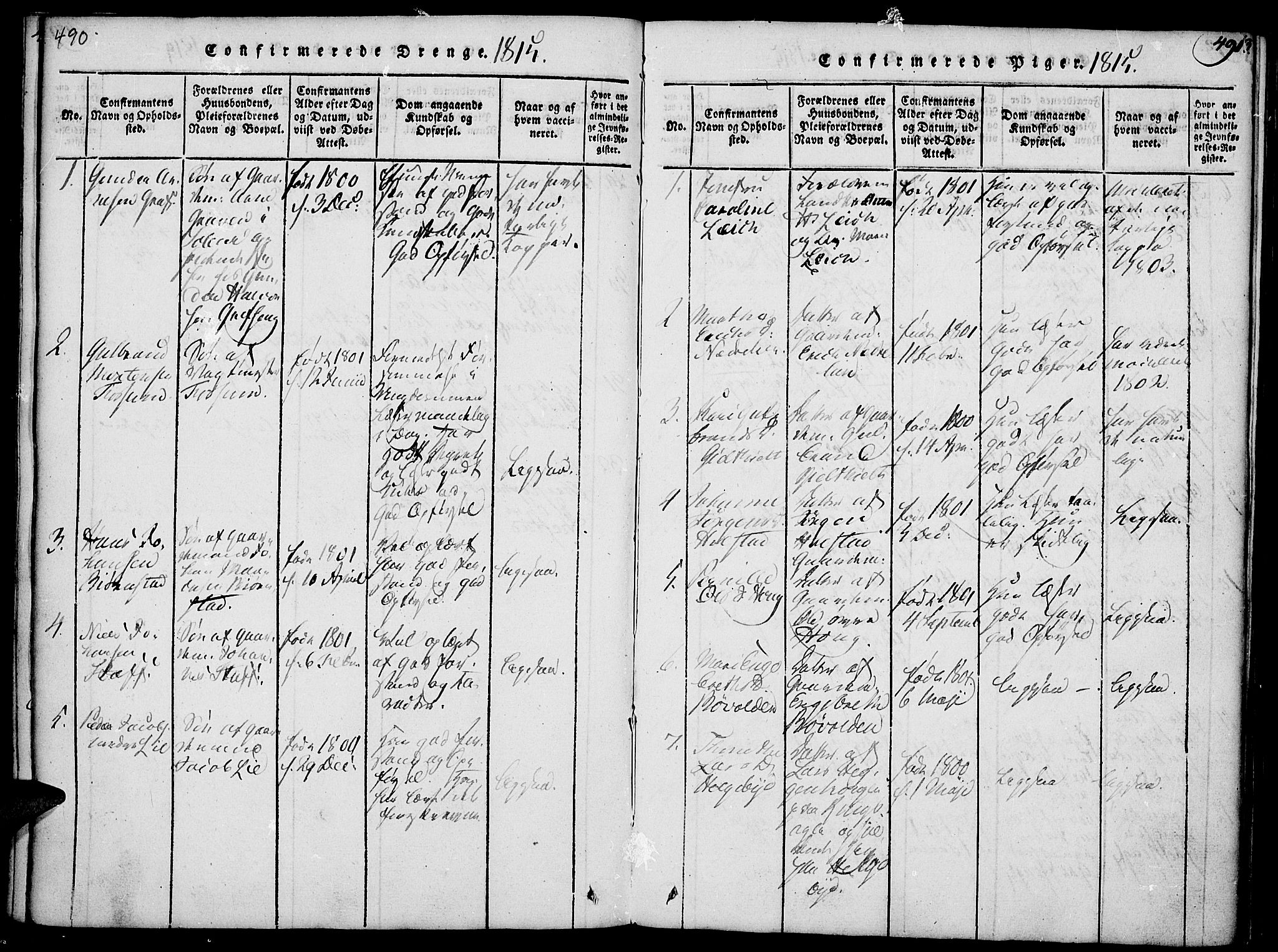 Nes prestekontor, Hedmark, SAH/PREST-020/K/Ka/L0002: Ministerialbok nr. 2, 1813-1827, s. 490-491