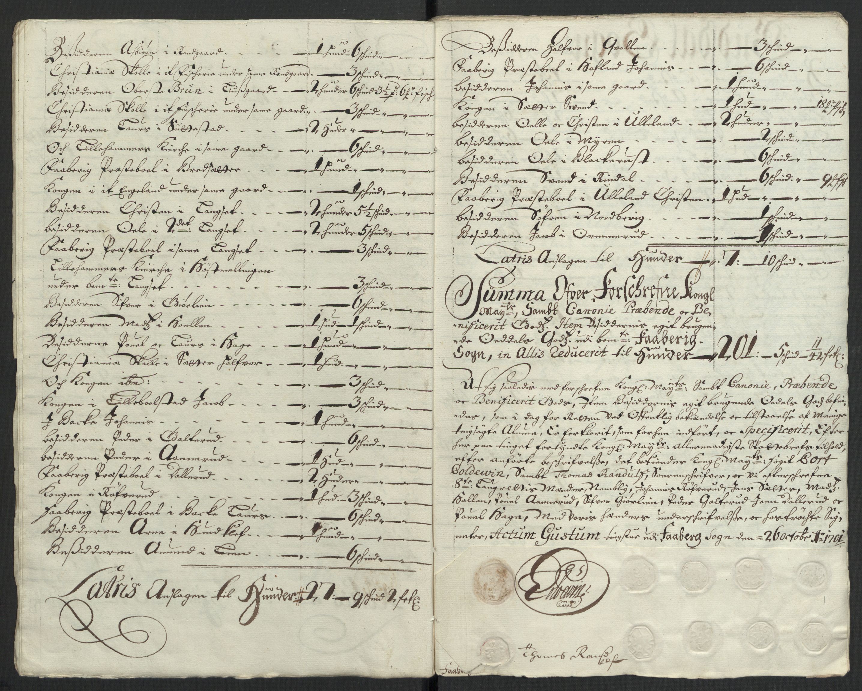 Rentekammeret inntil 1814, Reviderte regnskaper, Fogderegnskap, RA/EA-4092/R17/L1174: Fogderegnskap Gudbrandsdal, 1701, s. 154