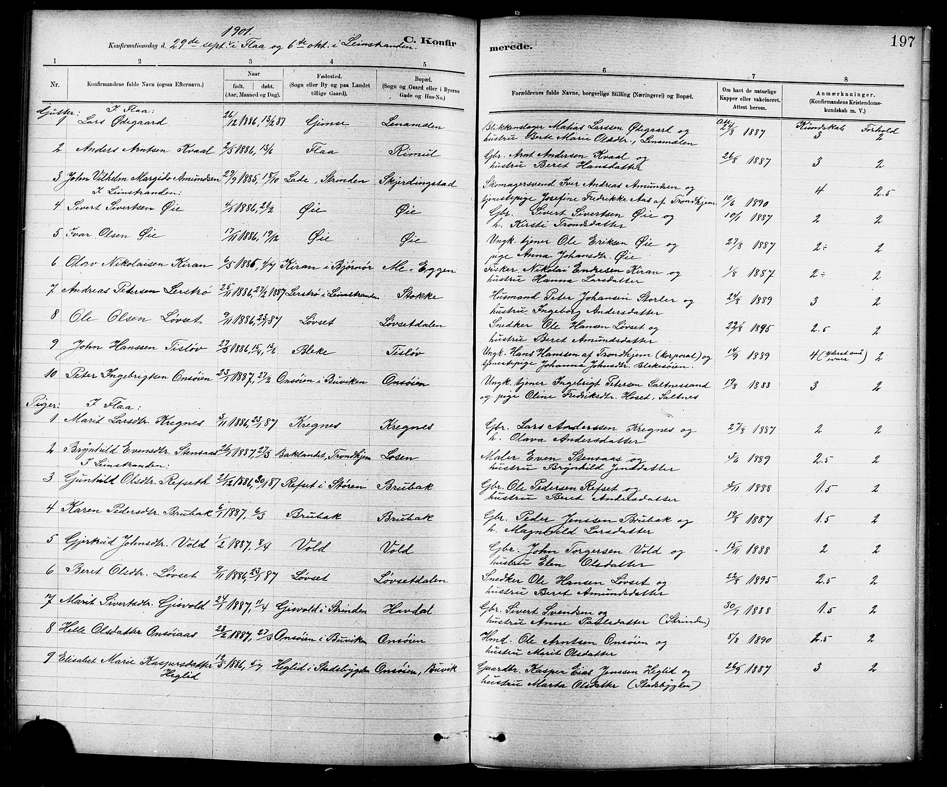 Ministerialprotokoller, klokkerbøker og fødselsregistre - Sør-Trøndelag, SAT/A-1456/691/L1094: Klokkerbok nr. 691C05, 1879-1911, s. 197