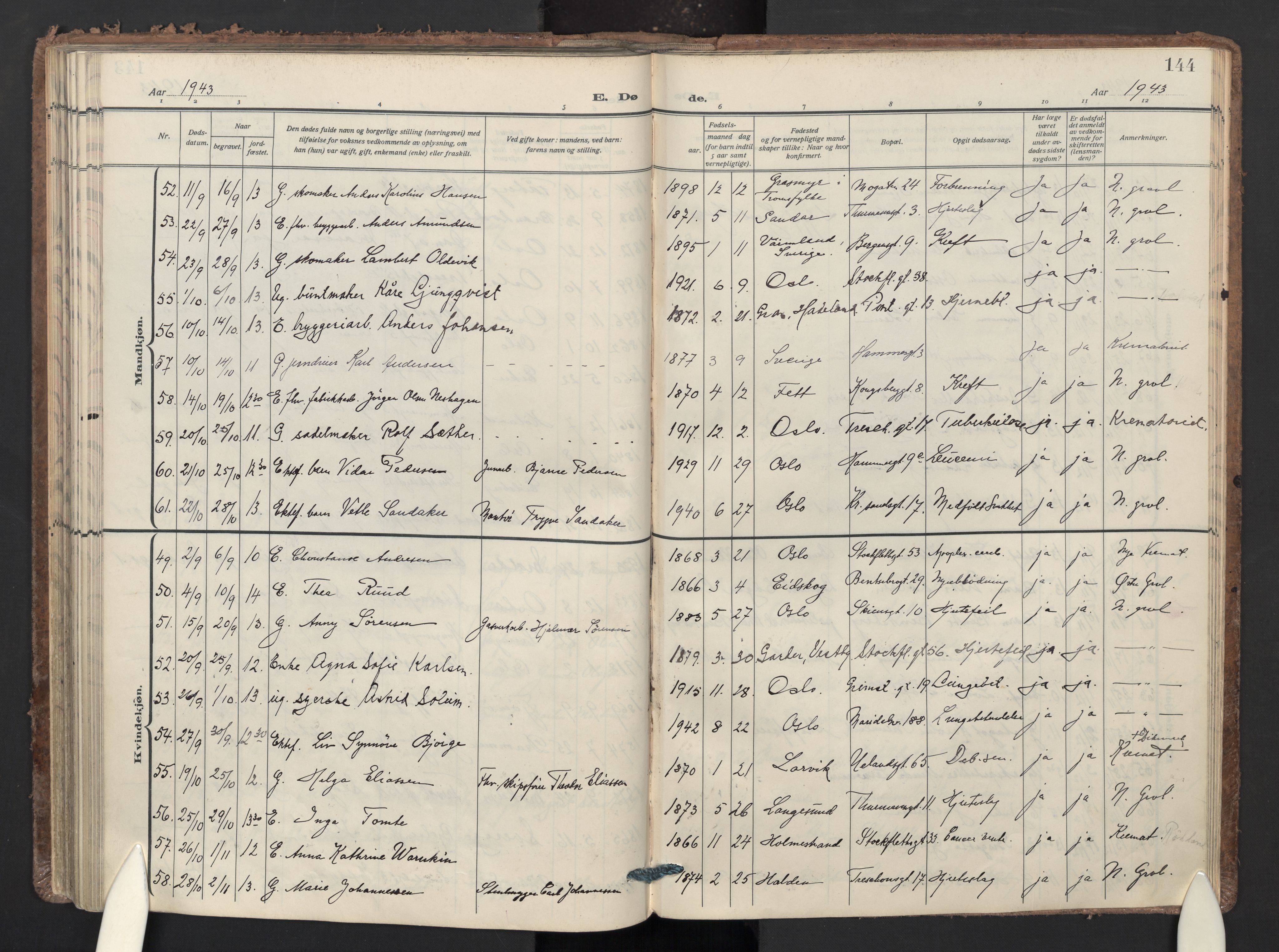 Sagene prestekontor Kirkebøker, AV/SAO-A-10796/F/L0017: Ministerialbok nr. 17, 1928-1940, s. 144
