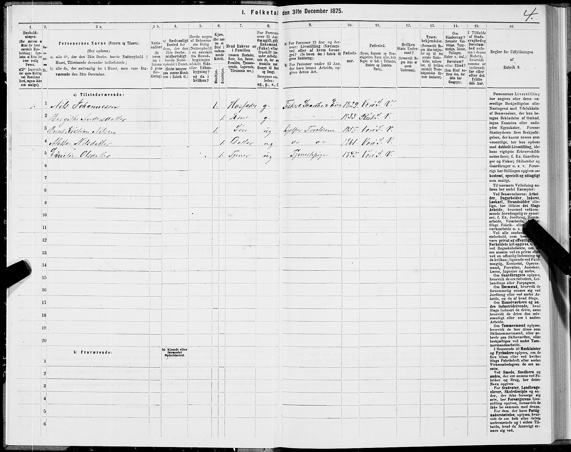 SAT, Folketelling 1875 for 1857P Værøy prestegjeld, 1875, s. 1004