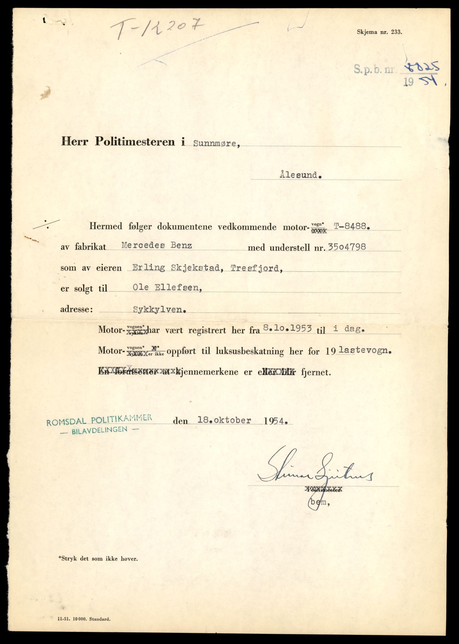 Møre og Romsdal vegkontor - Ålesund trafikkstasjon, AV/SAT-A-4099/F/Fe/L0033: Registreringskort for kjøretøy T 12151 - T 12474, 1927-1998, s. 2483