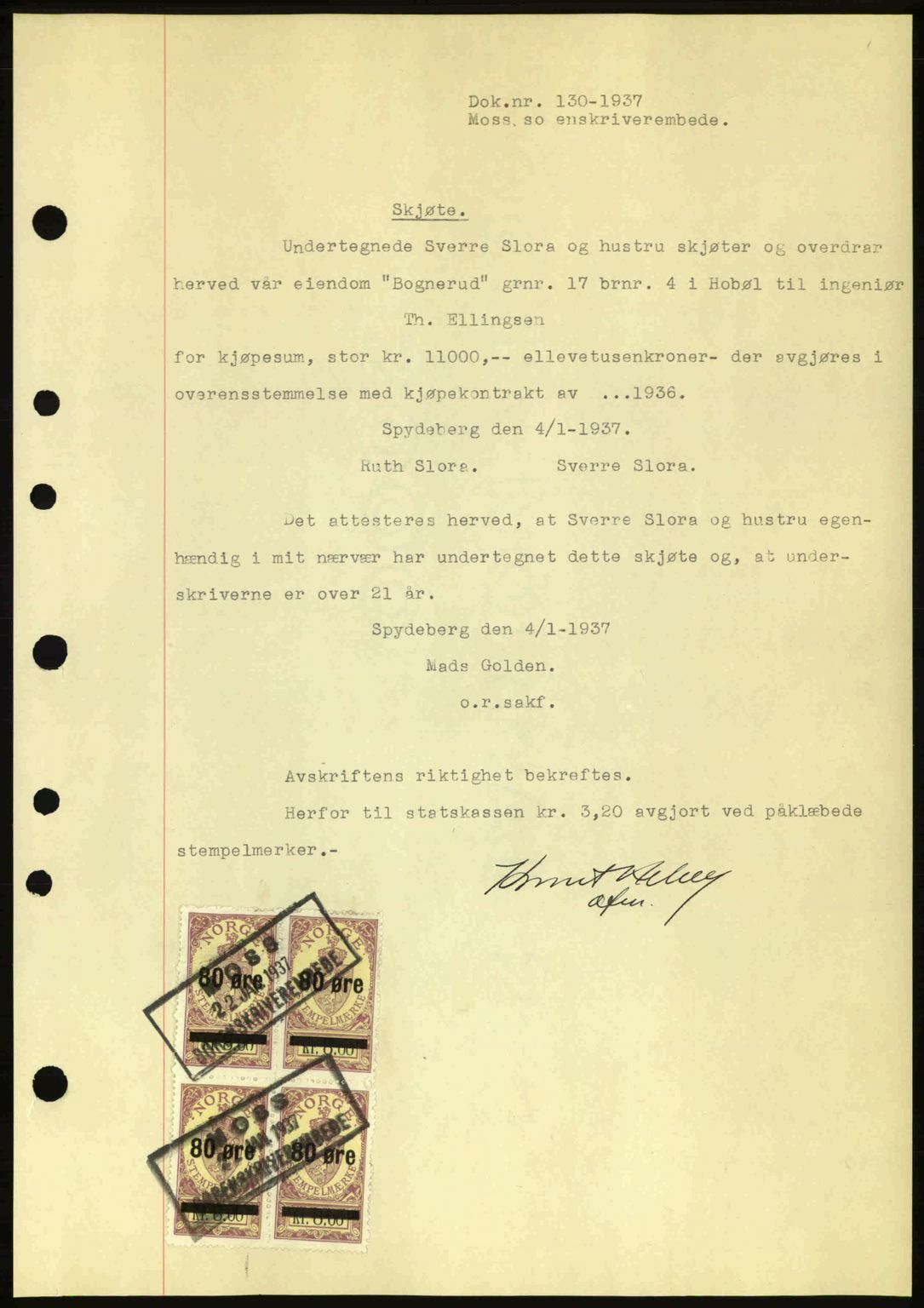 Moss sorenskriveri, SAO/A-10168: Pantebok nr. A2, 1936-1937, Dagboknr: 130/1936