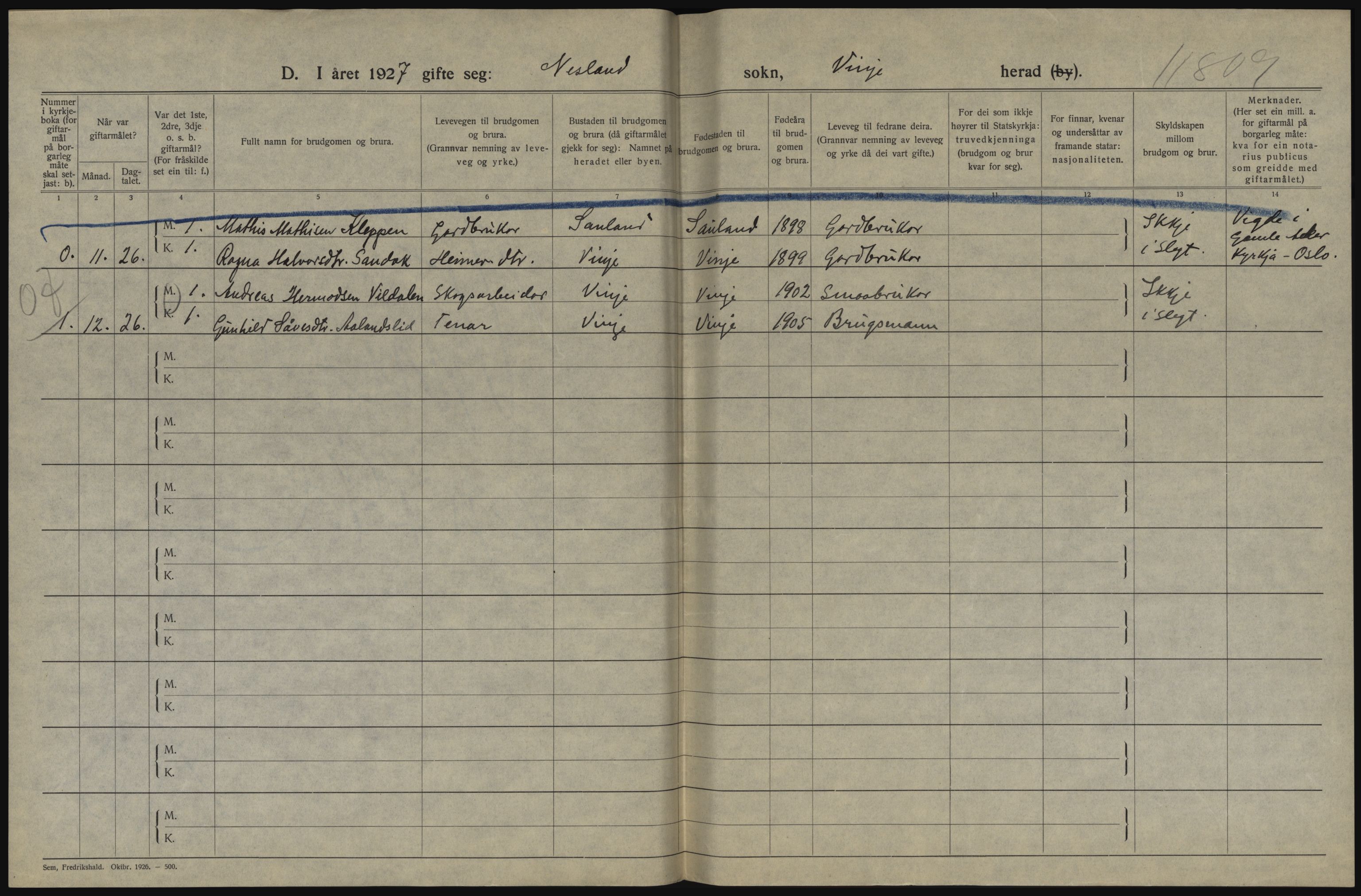 Statistisk sentralbyrå, Sosiodemografiske emner, Befolkning, AV/RA-S-2228/D/Df/Dfc/Dfcg/L0020: Telemark fylke: Gifte, døde. Bygder og byer., 1927, s. 192