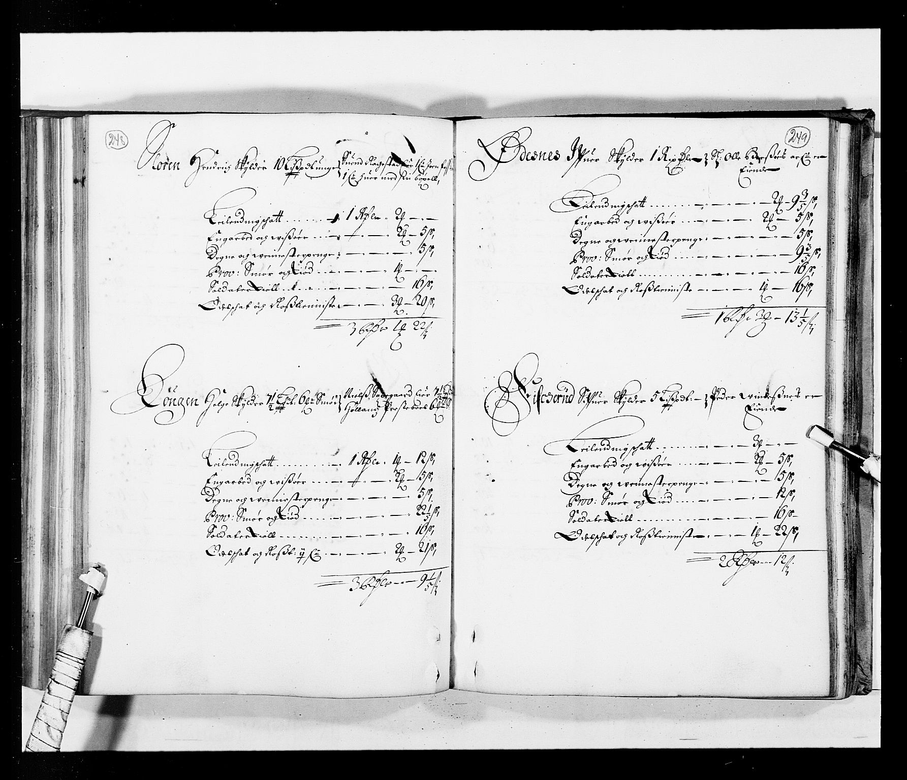 Stattholderembetet 1572-1771, AV/RA-EA-2870/Ek/L0034/0001: Jordebøker 1662-1720: / Matrikkel for Nedre Romerike, 1685, s. 248-249