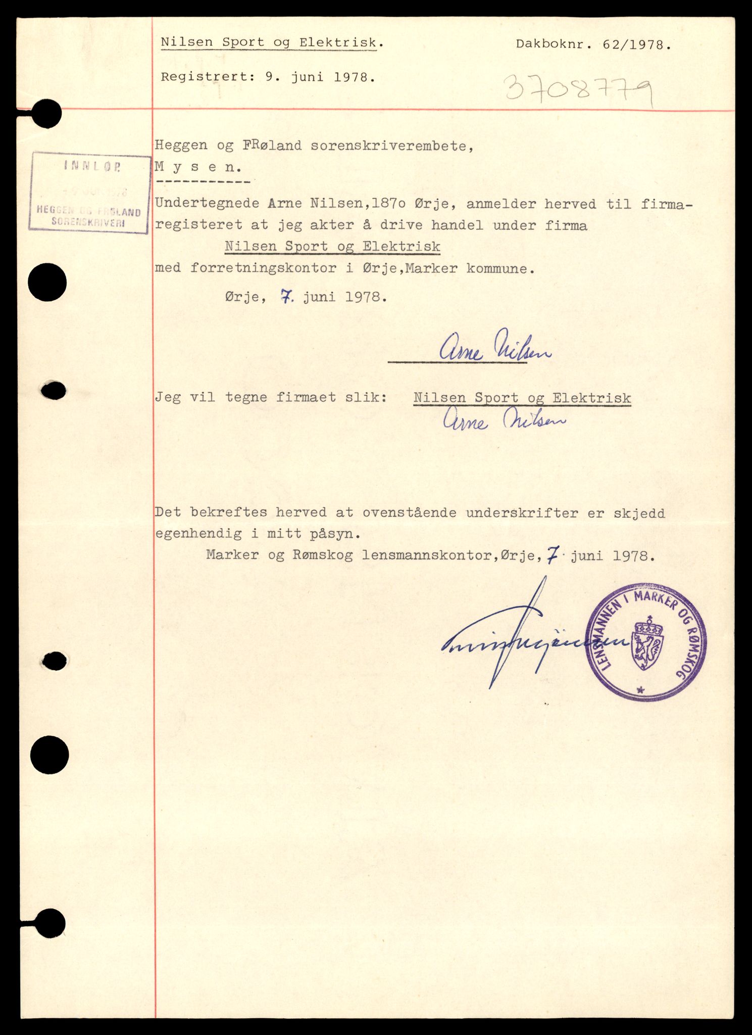 Heggen og Frøland tingrett, AV/SAT-A-10208/K/Ka/Kab/L0003: Enkeltmannsforetak og ANS, N – Å, 1944-1990