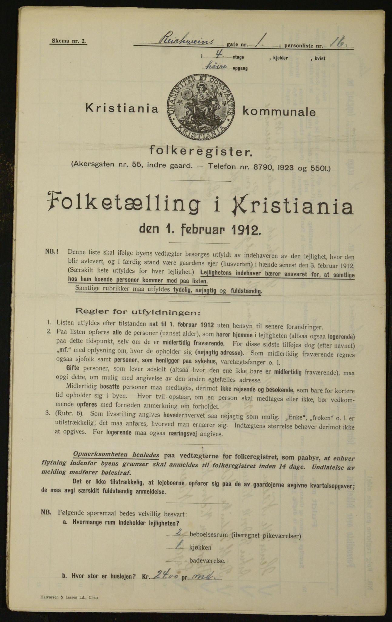 OBA, Kommunal folketelling 1.2.1912 for Kristiania, 1912, s. 82825