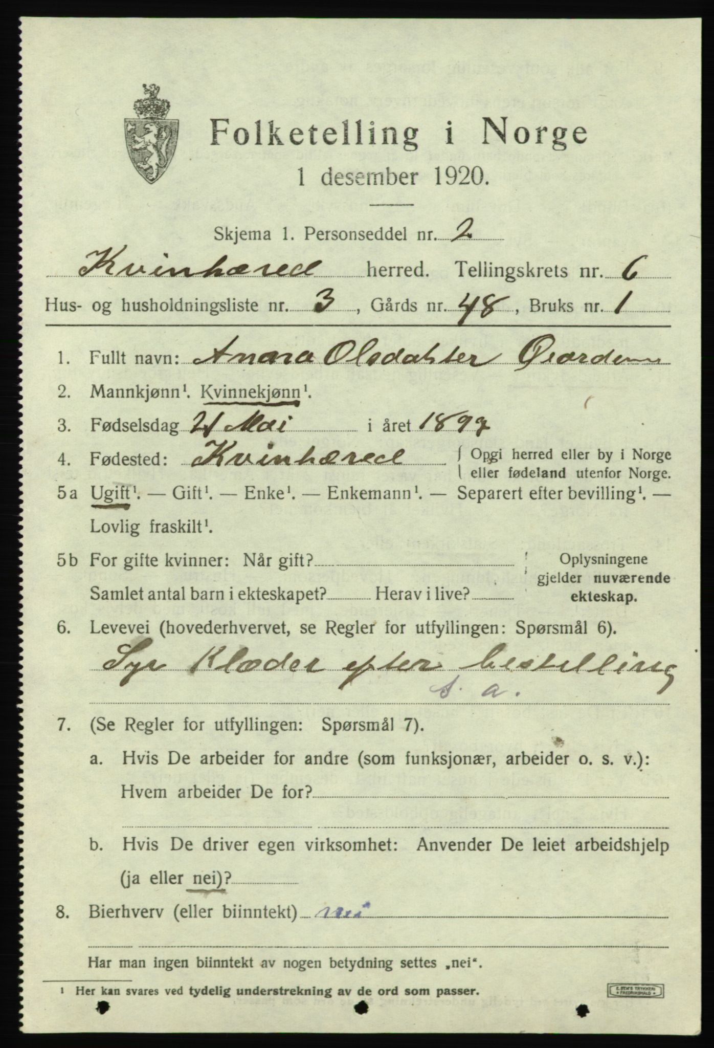 SAB, Folketelling 1920 for 1224 Kvinnherad herred, 1920, s. 6238