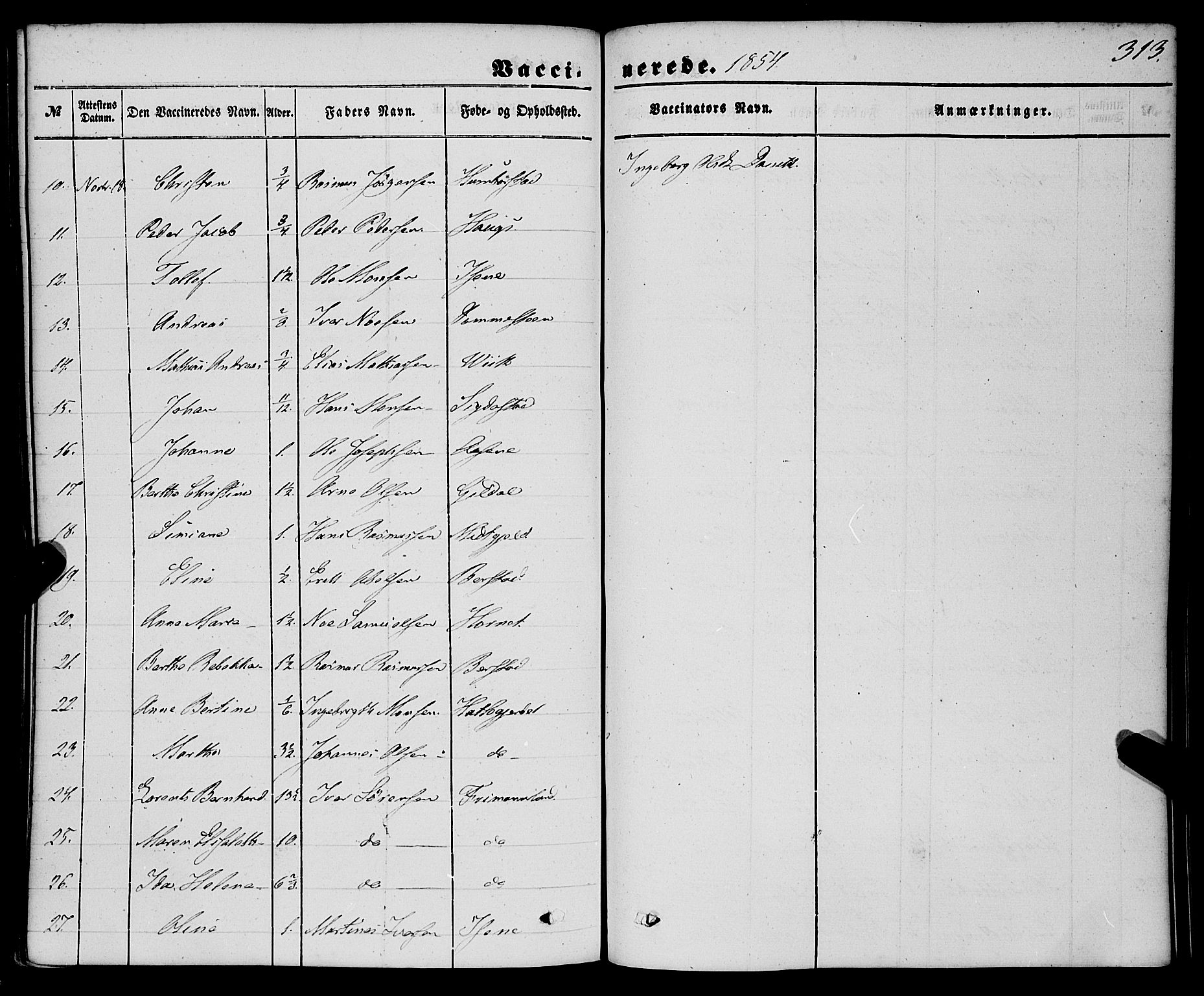 Davik sokneprestembete, AV/SAB-A-79701/H/Haa/Haaa/L0005: Ministerialbok nr. A 5, 1850-1866, s. 313