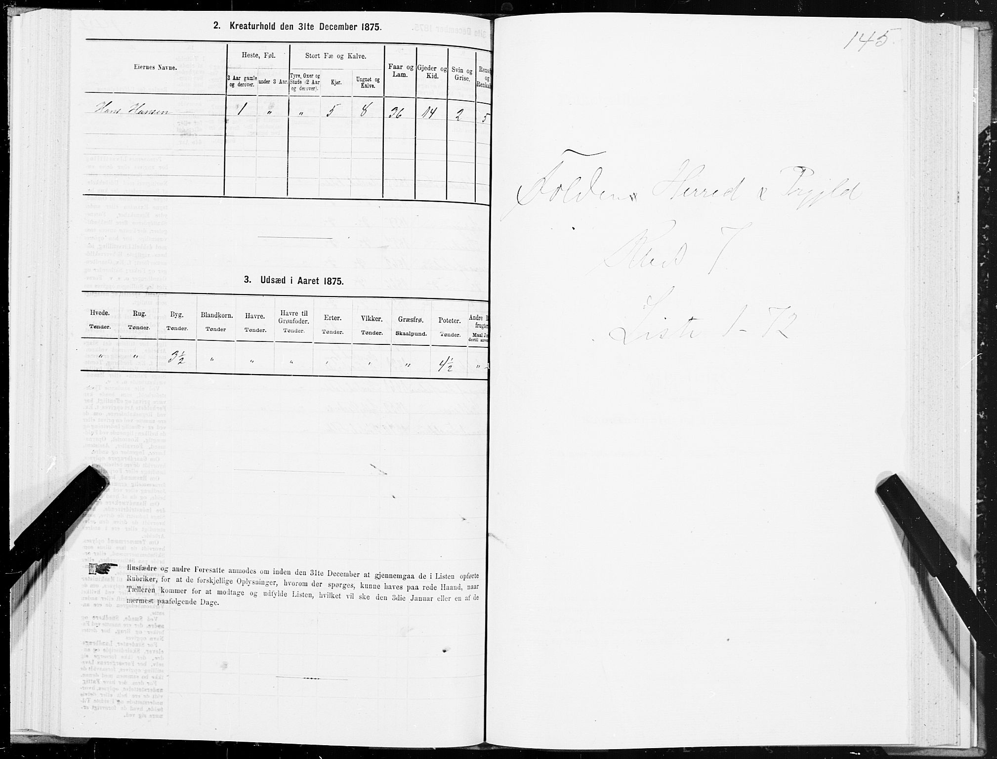 SAT, Folketelling 1875 for 1845P Folda prestegjeld, 1875, s. 2145