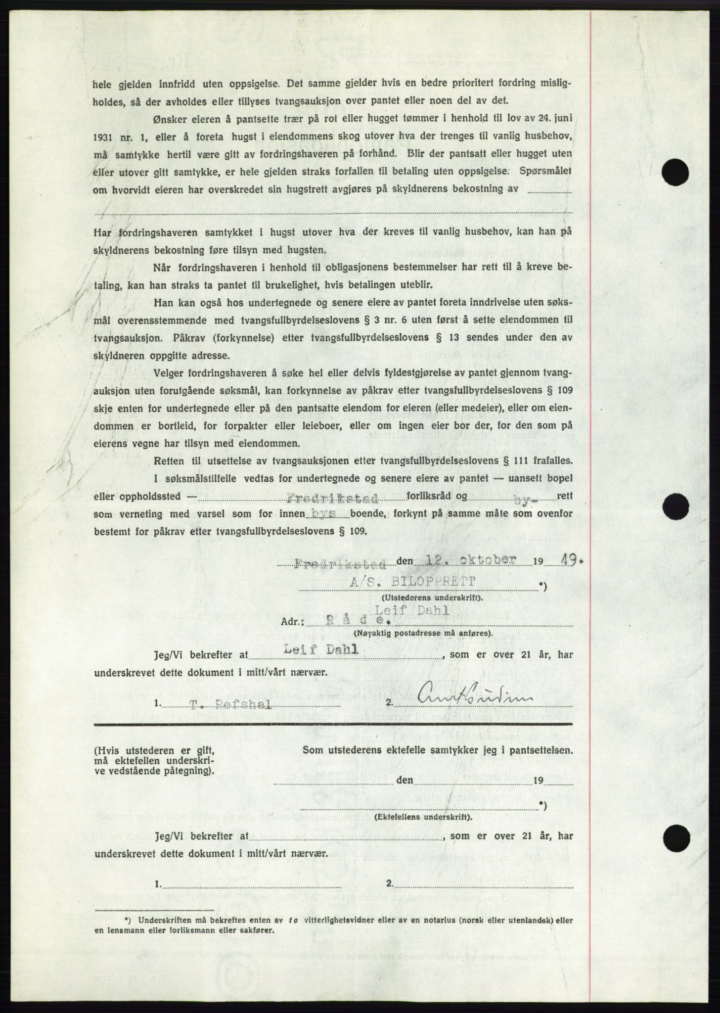 Moss sorenskriveri, SAO/A-10168: Pantebok nr. B23, 1949-1950, Dagboknr: 3339/1949
