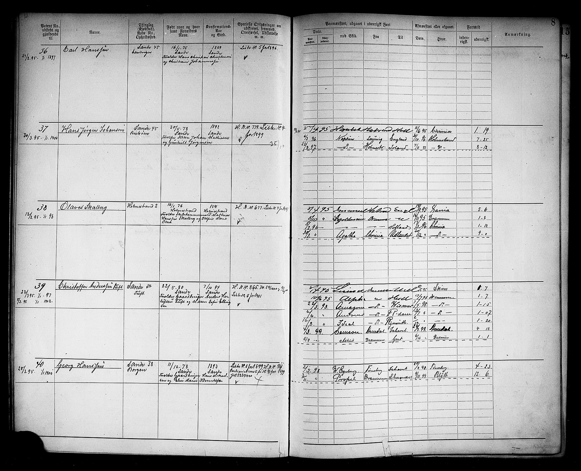 Holmestrand innrulleringskontor, AV/SAKO-A-1151/F/Fb/L0002: Annotasjonsrulle, 1894-1911, s. 11