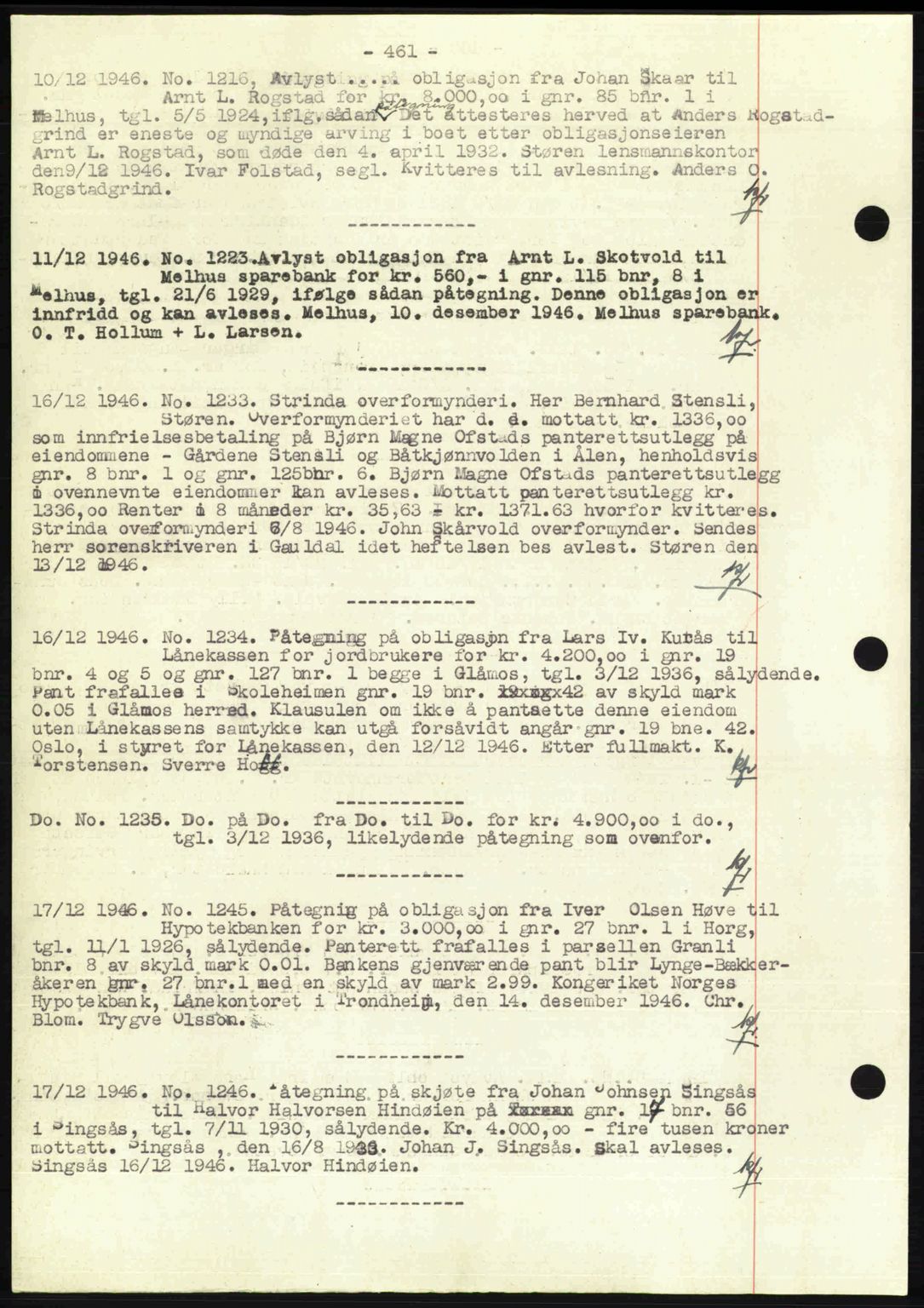 Gauldal sorenskriveri, SAT/A-0014/1/2/2C: Pantebok nr. A2, 1946-1946, Dagboknr: 1216/1946