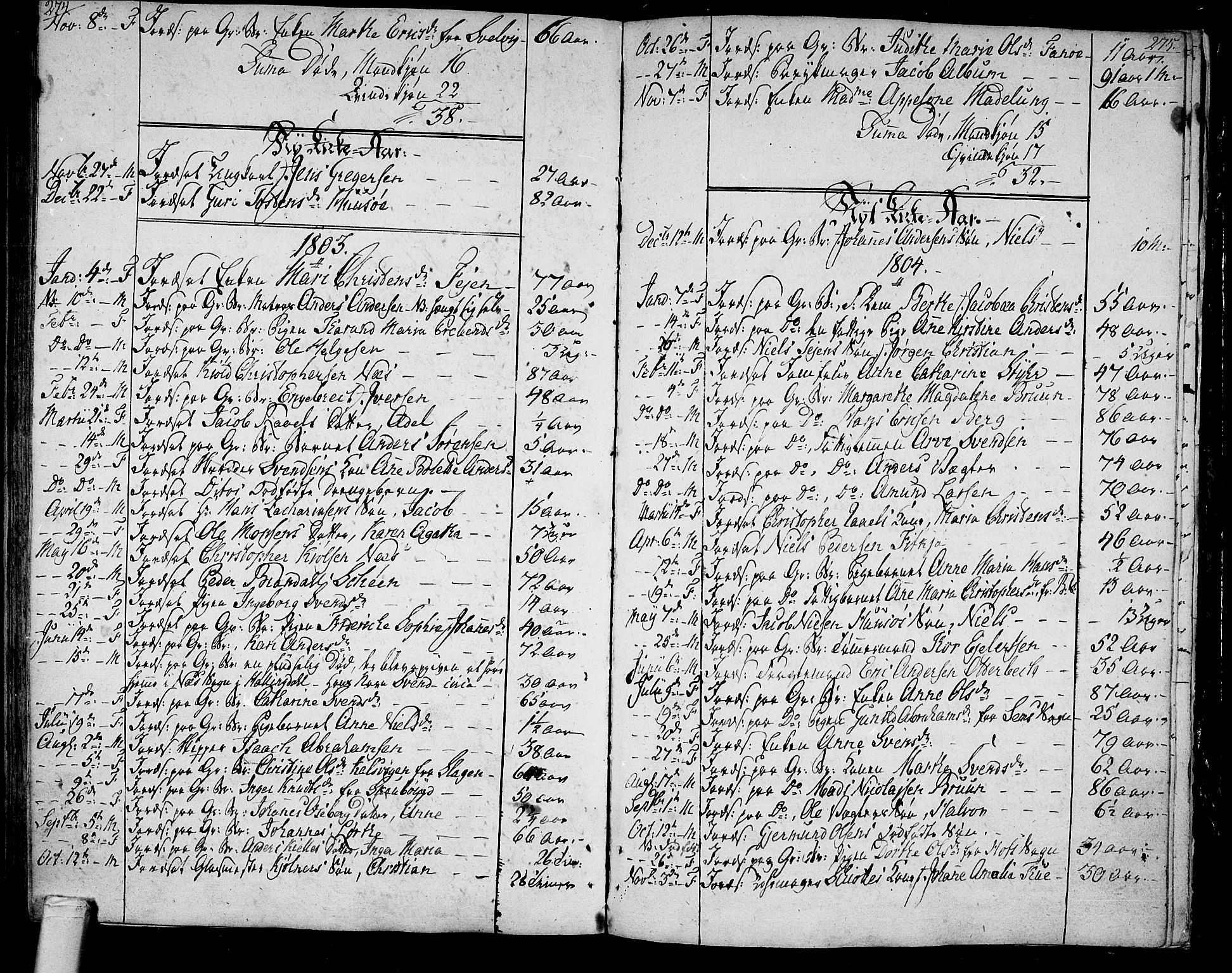 Tønsberg kirkebøker, AV/SAKO-A-330/F/Fa/L0003: Ministerialbok nr. I 3, 1797-1814, s. 274-275