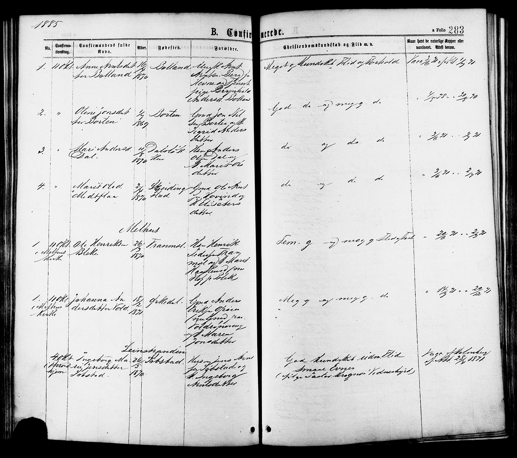 Ministerialprotokoller, klokkerbøker og fødselsregistre - Sør-Trøndelag, SAT/A-1456/691/L1079: Ministerialbok nr. 691A11, 1873-1886, s. 283
