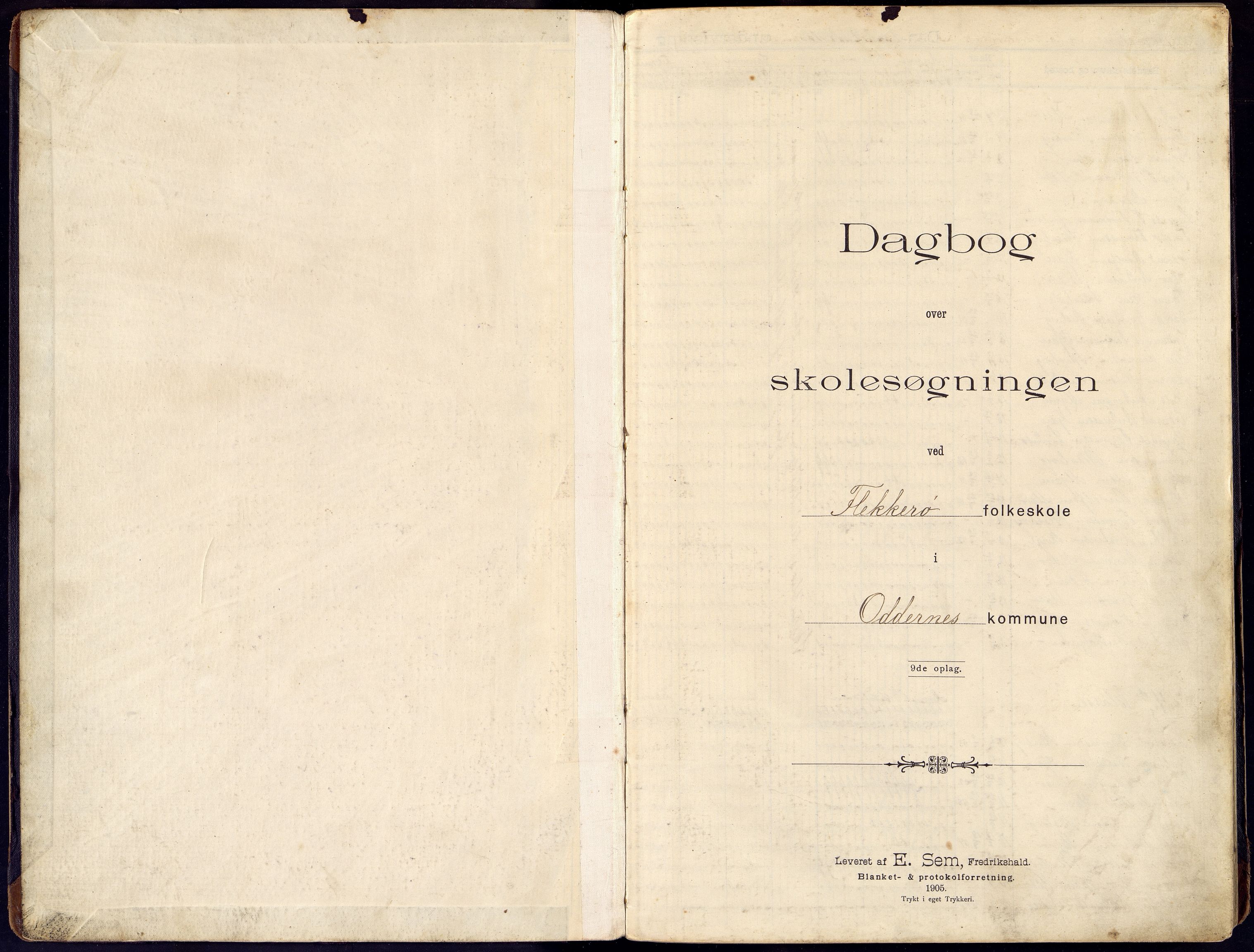 Oddernes kommune - Ytre Flekkerøy/Flekkerøy skolekrets, ARKSOR/1001OD553/I/Ia/L0007: Dagbok - Flekkerøy skolekrets, 1907-1917