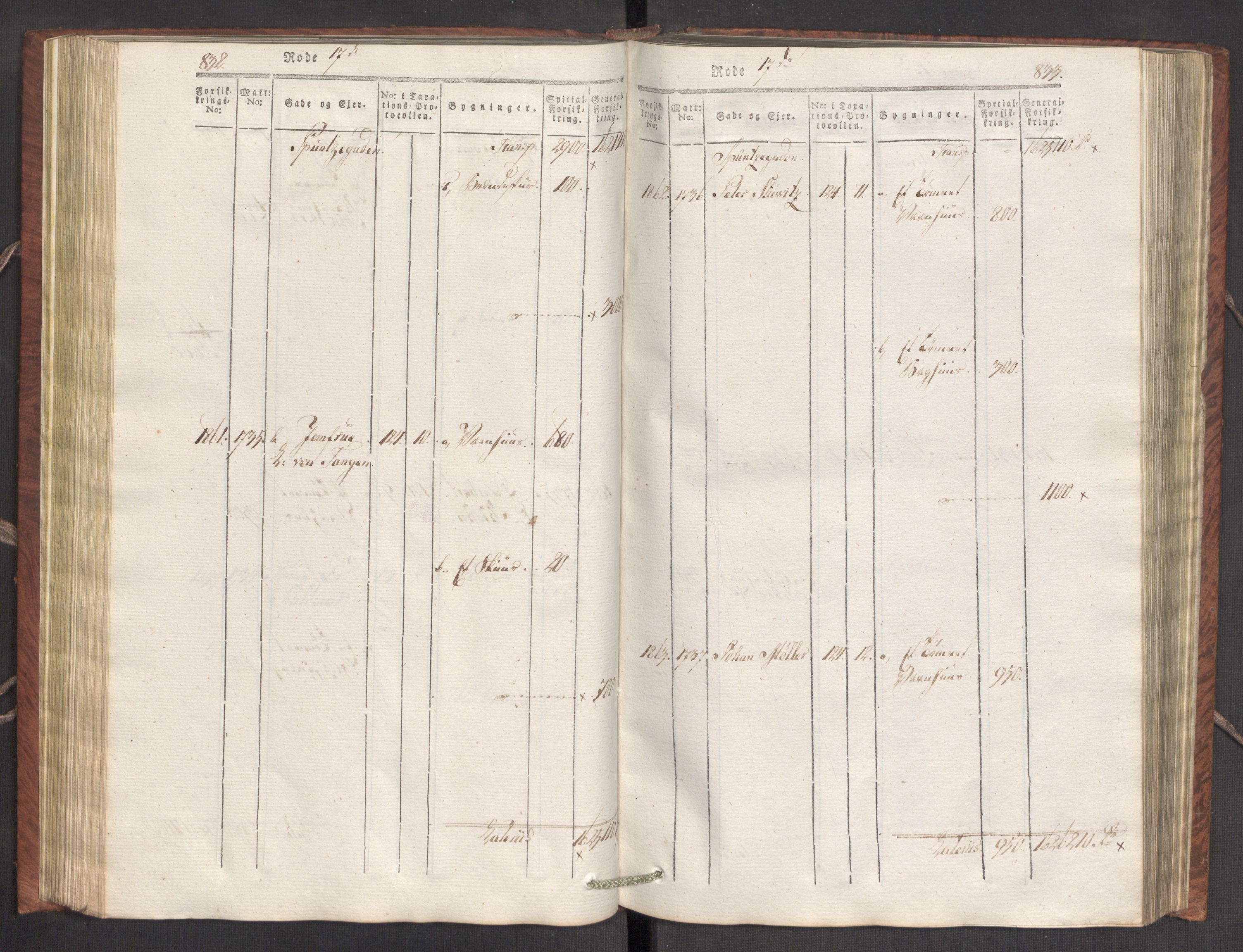 Kommersekollegiet, Brannforsikringskontoret 1767-1814, AV/RA-EA-5458/F/Fa/L0007/0002: Bergen / Branntakstprotokoll, 1807-1817, s. 832-833