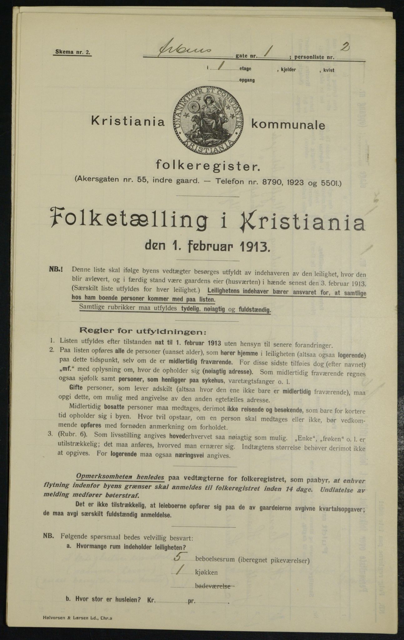 OBA, Kommunal folketelling 1.2.1913 for Kristiania, 1913, s. 1420