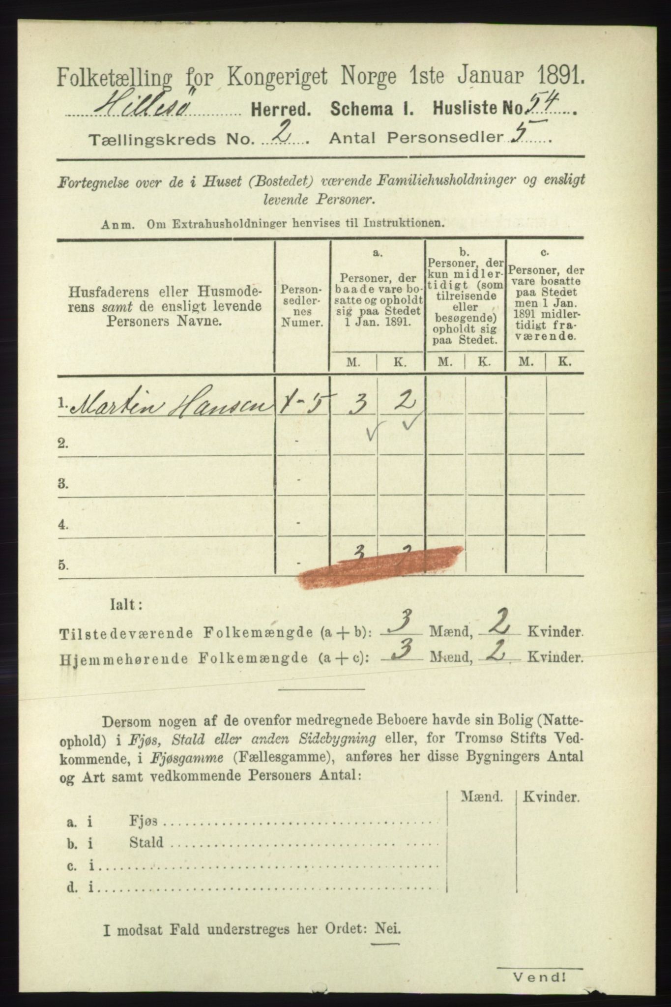 RA, Folketelling 1891 for 1930 Hillesøy herred, 1891, s. 625