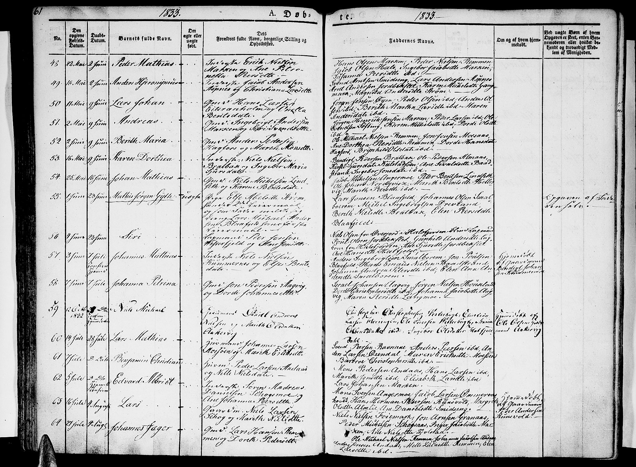 Ministerialprotokoller, klokkerbøker og fødselsregistre - Nordland, AV/SAT-A-1459/820/L0289: Ministerialbok nr. 820A10, 1826-1845, s. 61