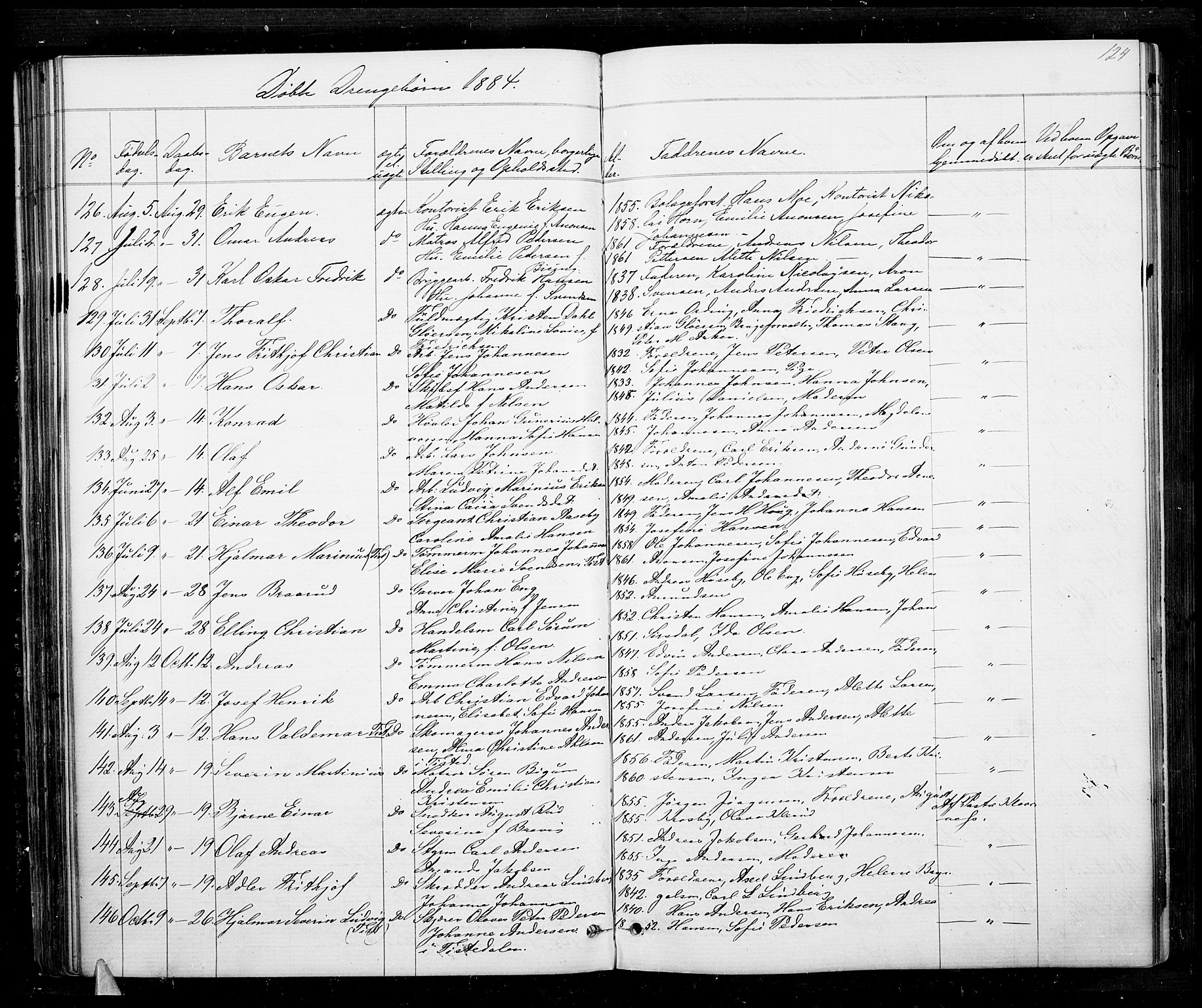 Halden prestekontor Kirkebøker, AV/SAO-A-10909/G/Ga/L0006: Klokkerbok nr. 6, 1869-1884, s. 124