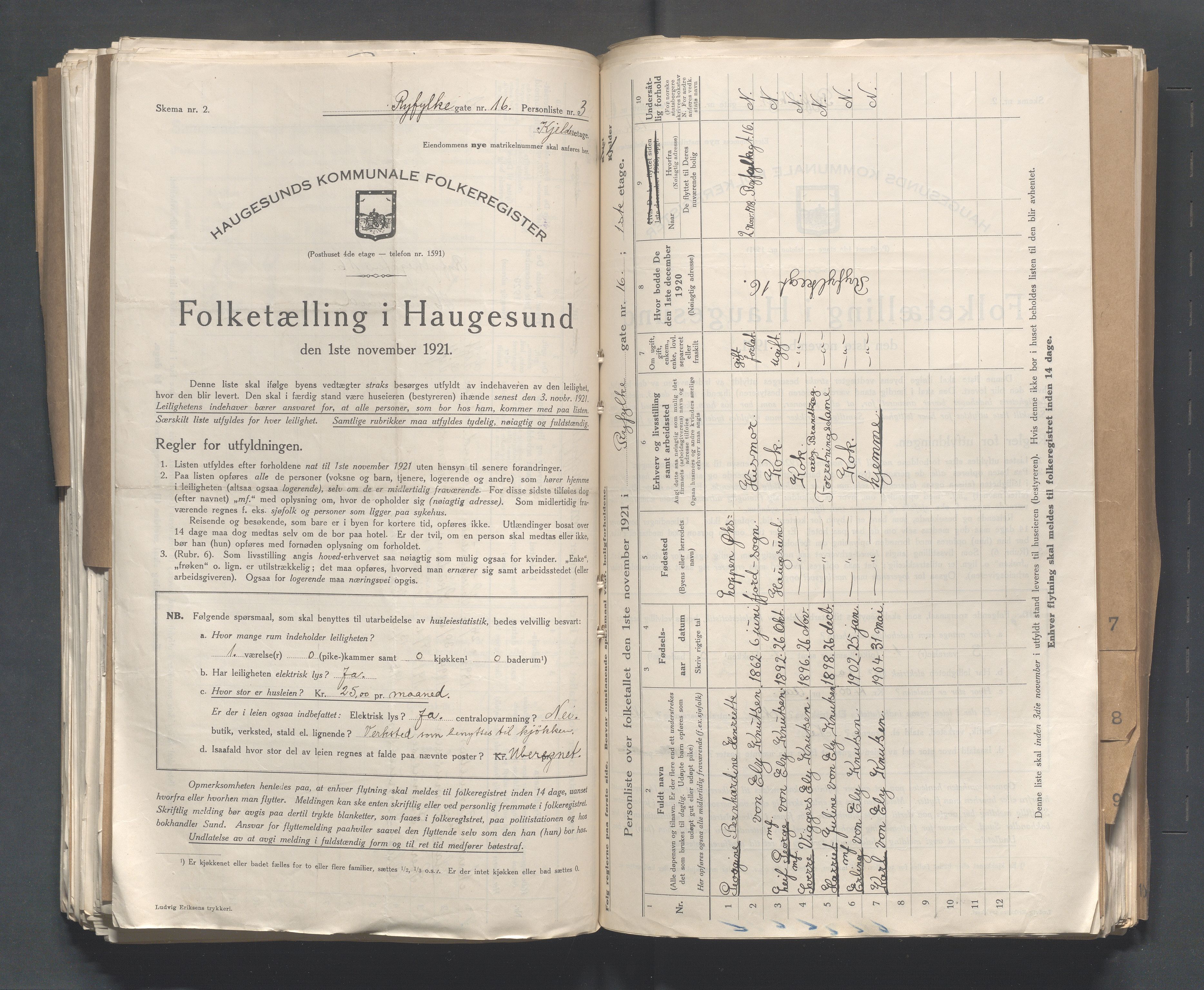 IKAR, Kommunal folketelling 1.11.1921 for Haugesund, 1921, s. 3424