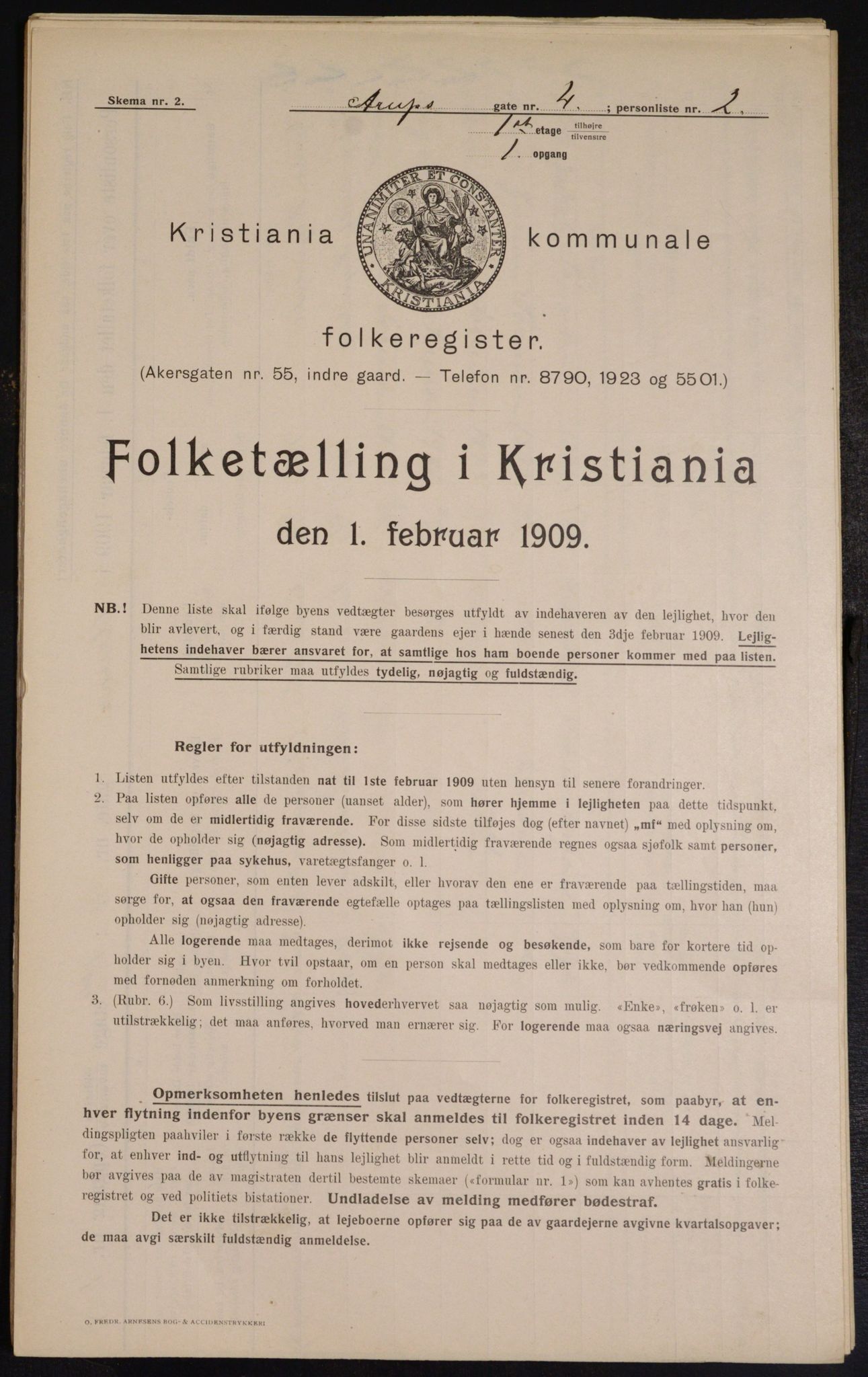 OBA, Kommunal folketelling 1.2.1909 for Kristiania kjøpstad, 1909, s. 2060