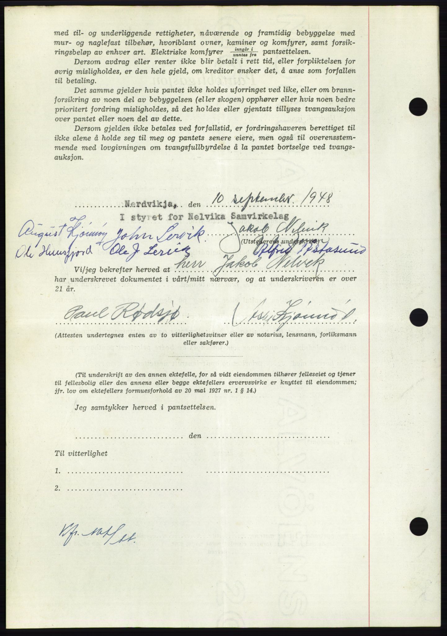 Nordmøre sorenskriveri, AV/SAT-A-4132/1/2/2Ca: Pantebok nr. B99, 1948-1948, Dagboknr: 2747/1948