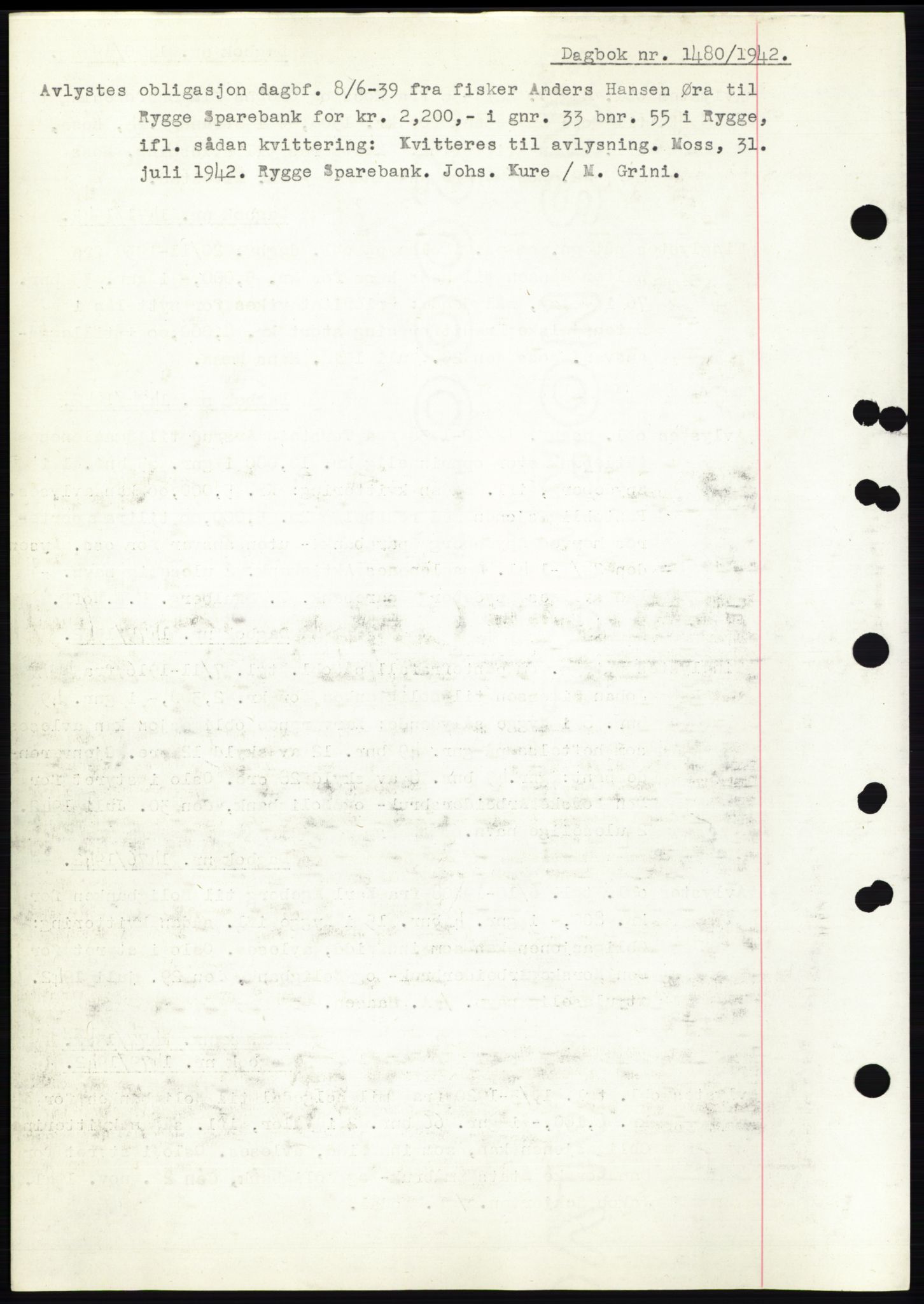 Moss sorenskriveri, SAO/A-10168: Pantebok nr. C10, 1938-1950, Dagboknr: 1480/1942