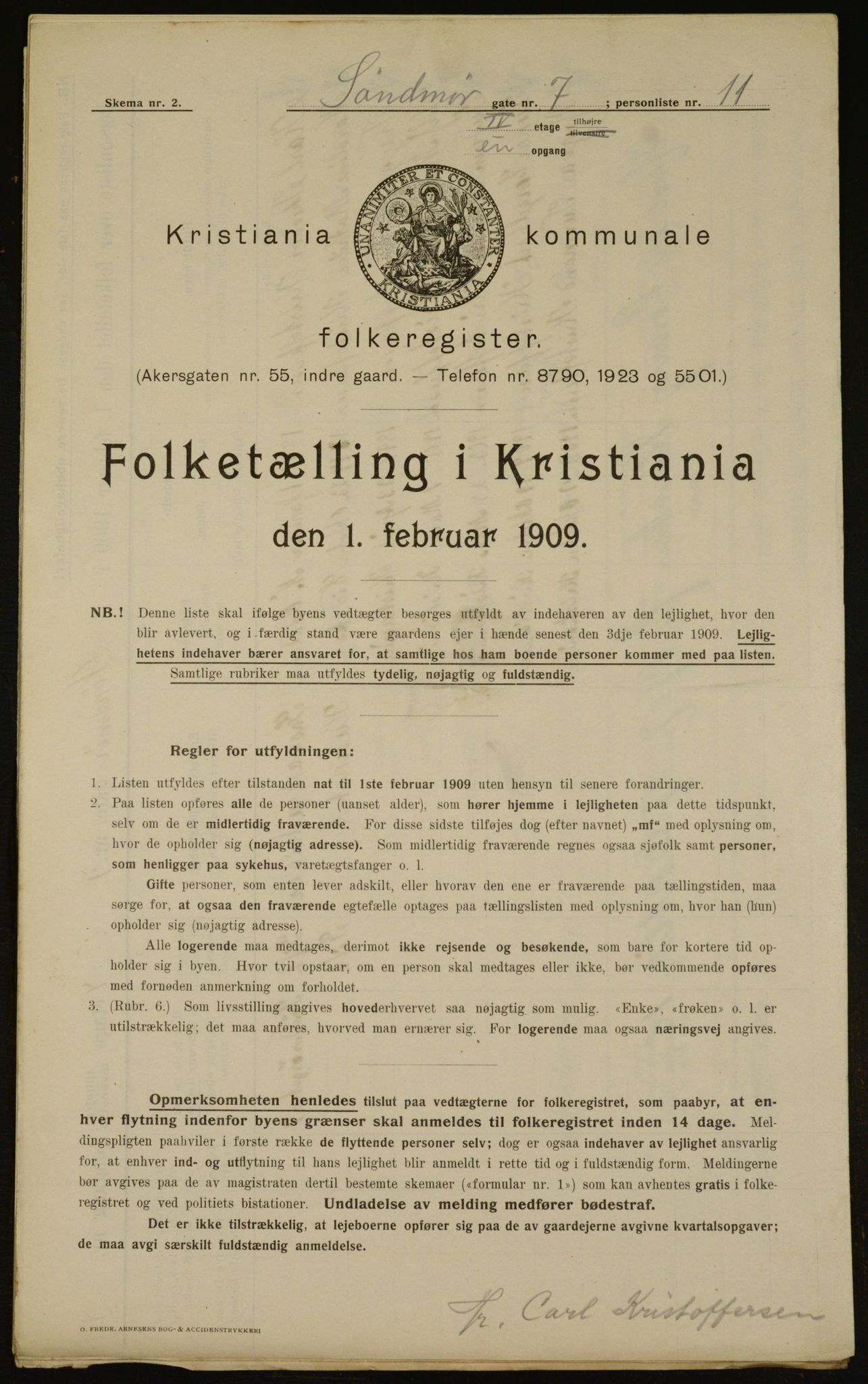 OBA, Kommunal folketelling 1.2.1909 for Kristiania kjøpstad, 1909, s. 94739